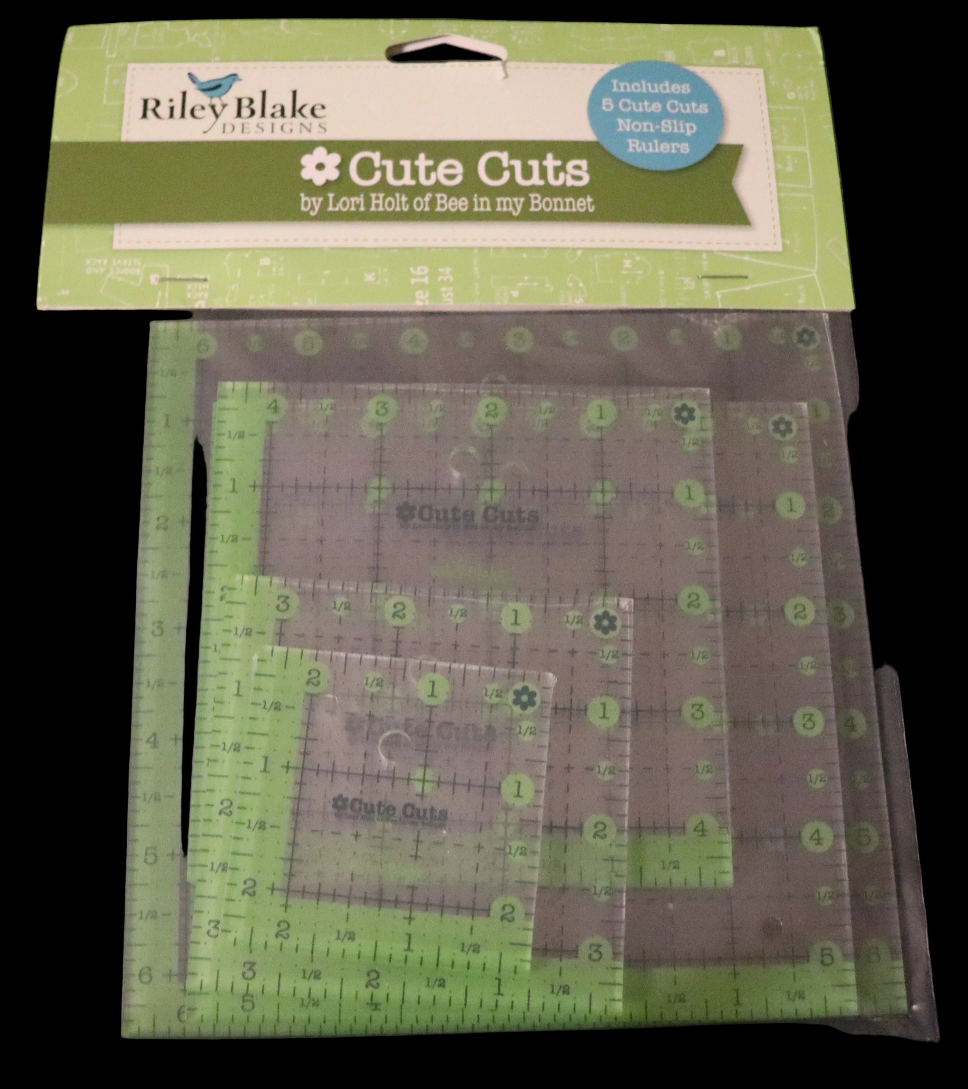 Cute Cuts Set Of 5 Non Slip Quilting Rulers