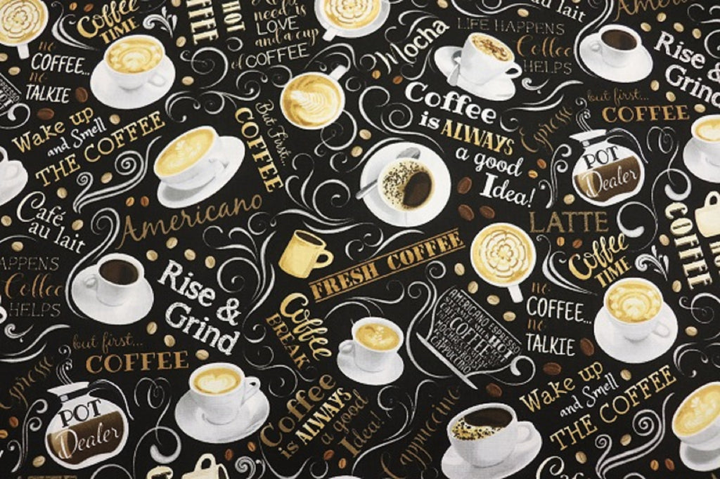 Coffee Themed 1 yard Precuts Quilt Fabric Bundle