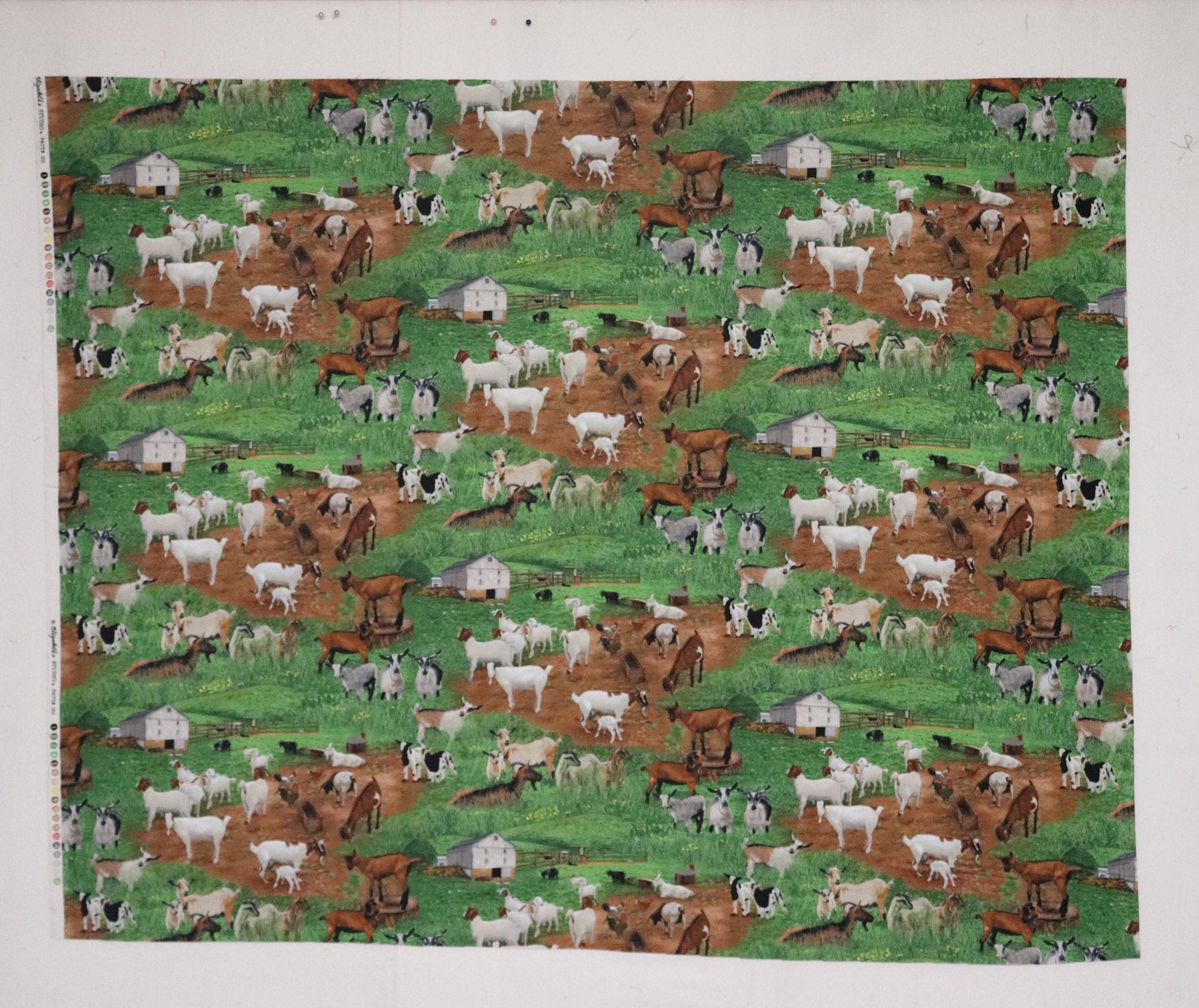 Goat Farm Yard Cotton Quilt Fabric