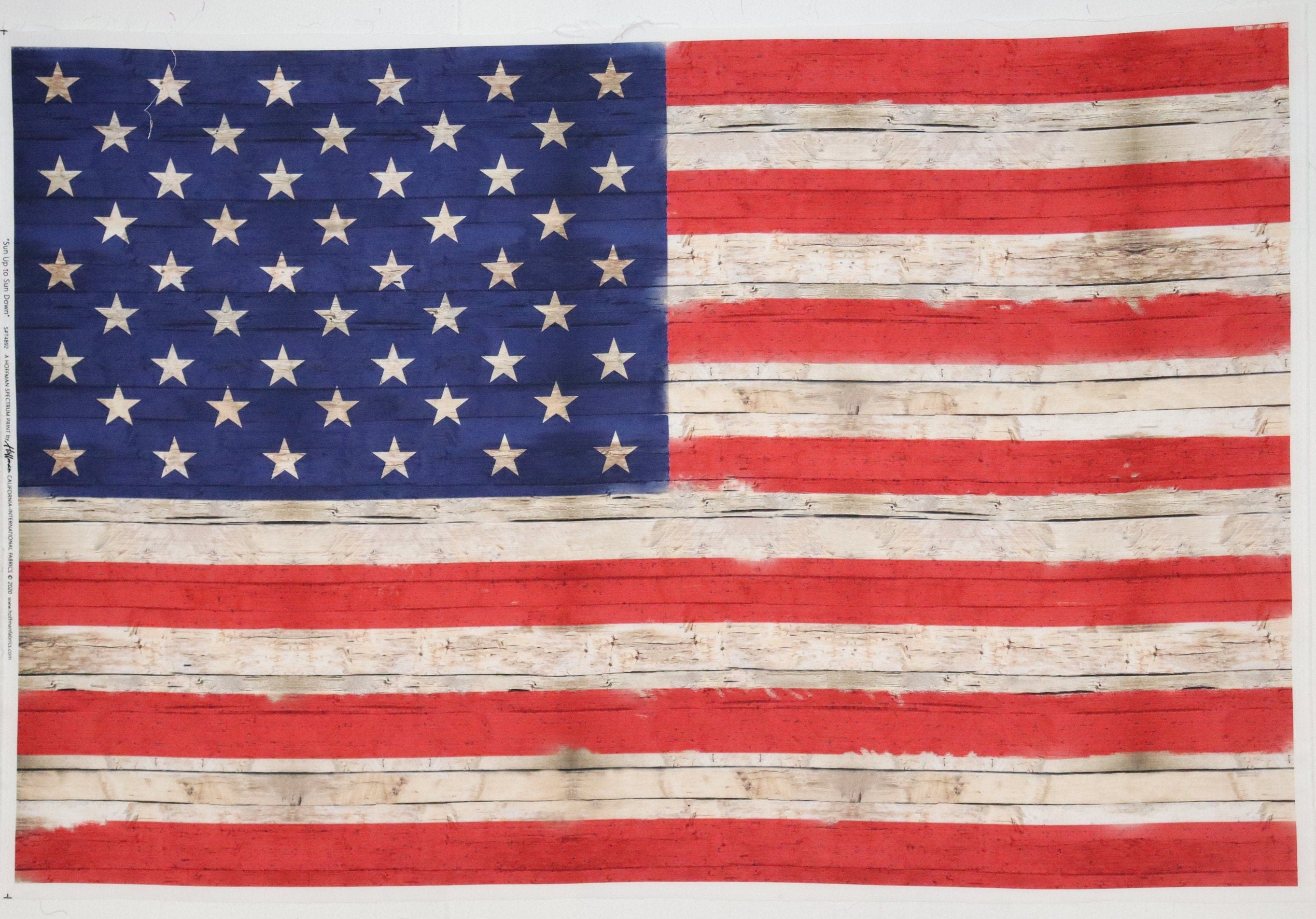 Sun Up To Sundown Barn Board American Flag Fabric Panel