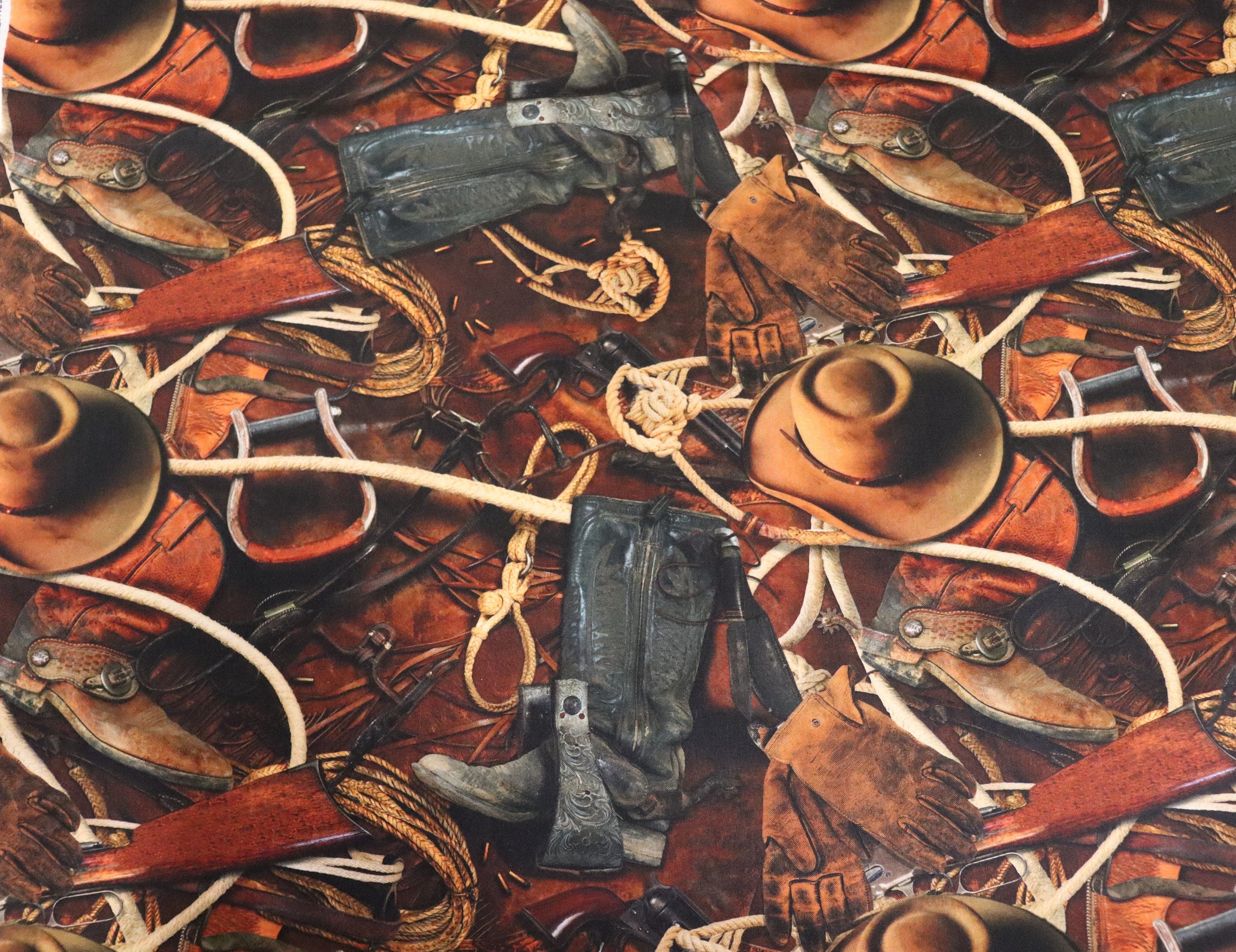 Sun Up To Sundown Saddles and Stirrups Quilt Fabric By Hoffman Fabrics