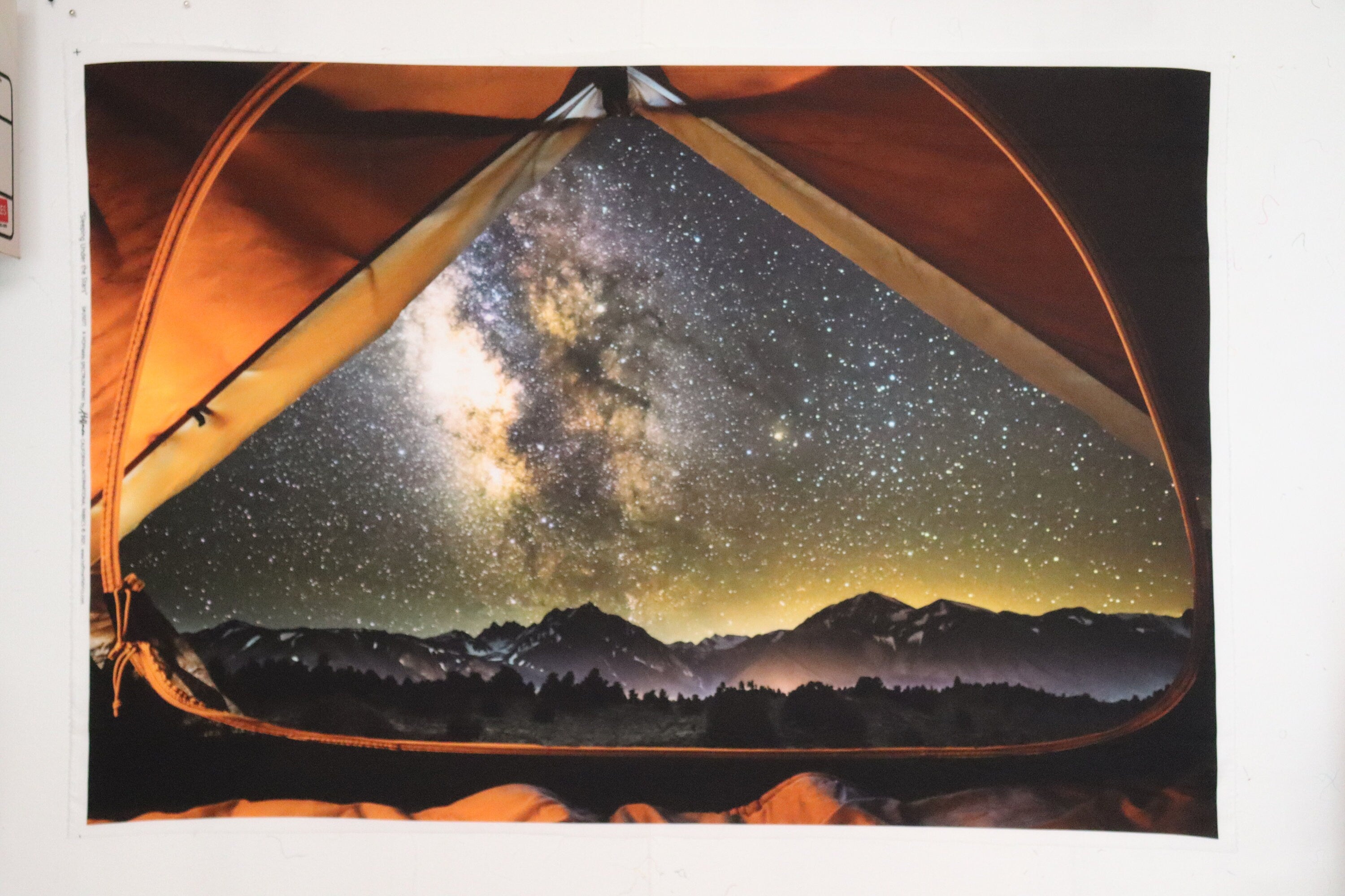 Sleeping Under The Stars Black-Orange Quilt Fabric Panel by Hoffman fabrics