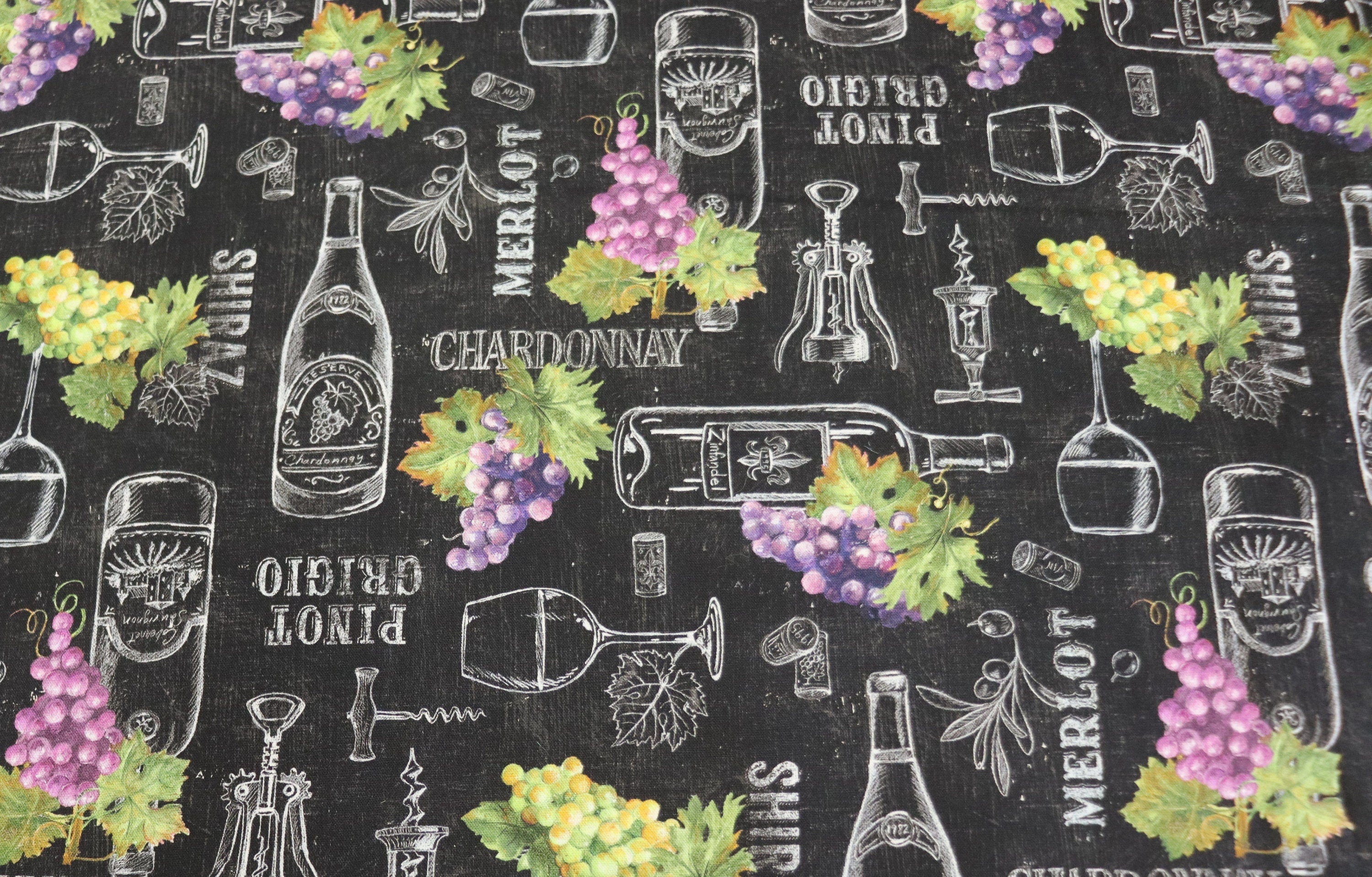 Life Happens Wine Helps Chalkboard Quilt Fabric by Northcott