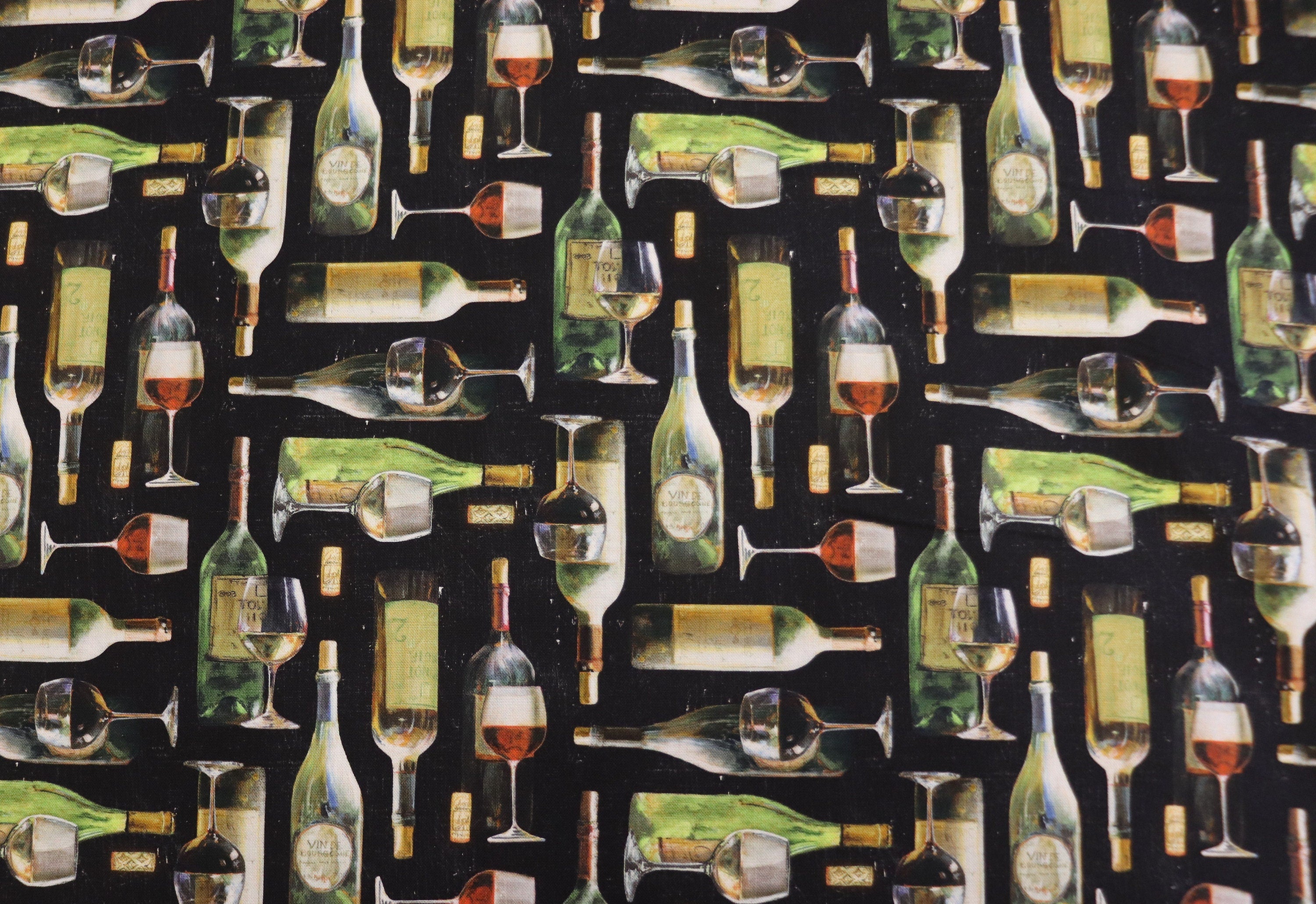 Life Happens Wine Helps Wine Bottles Quilt Fabric By Northcott Fabrics