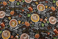 Pumpkin Spice Coffee Quilt Fabric by Timeless Treasures