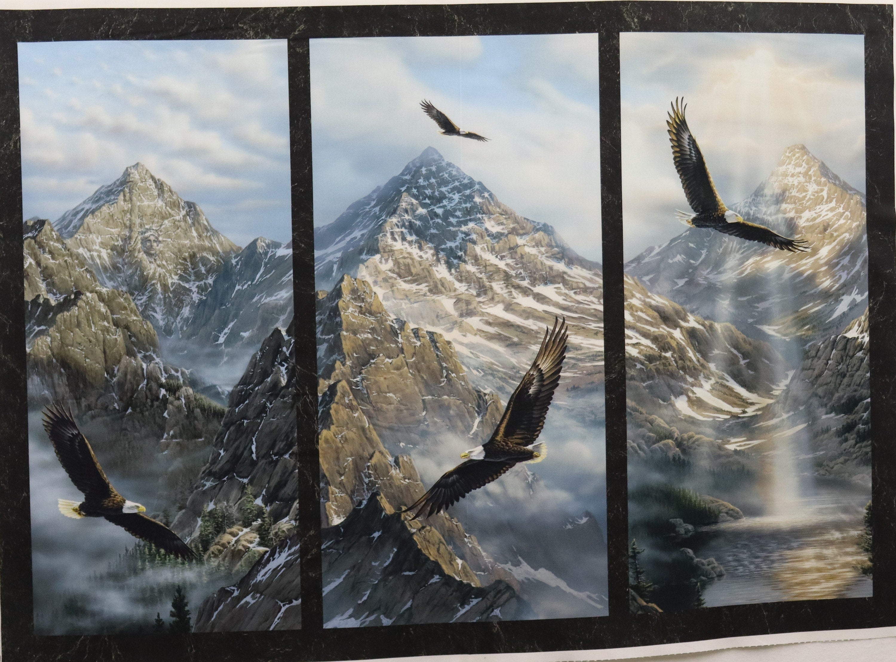 Winged Glory Eagle Triple Pain Fabric Panel By Northcott Fabrics