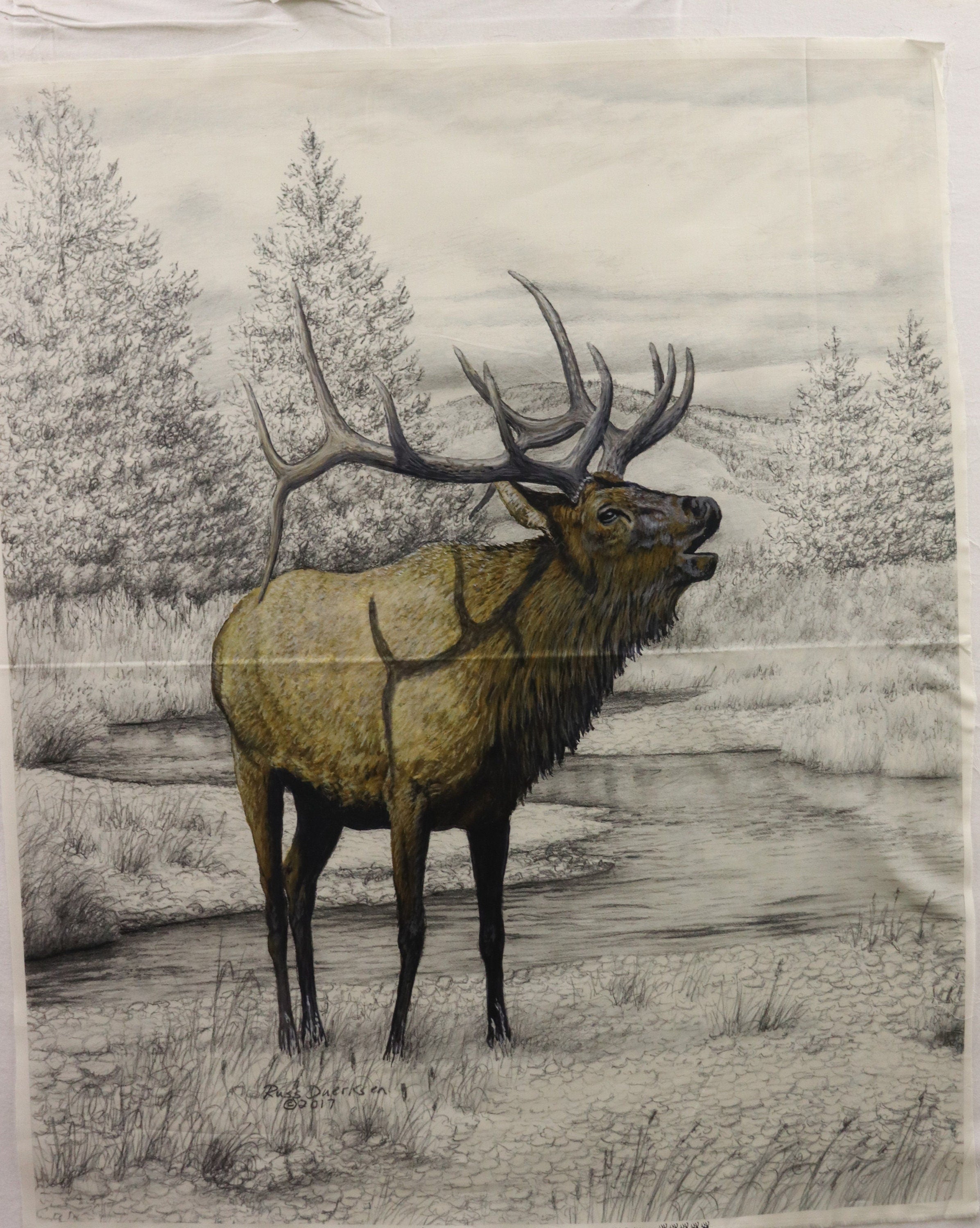 Big Game Elk Quilt Fabric Panel Riley Blake Fabrics