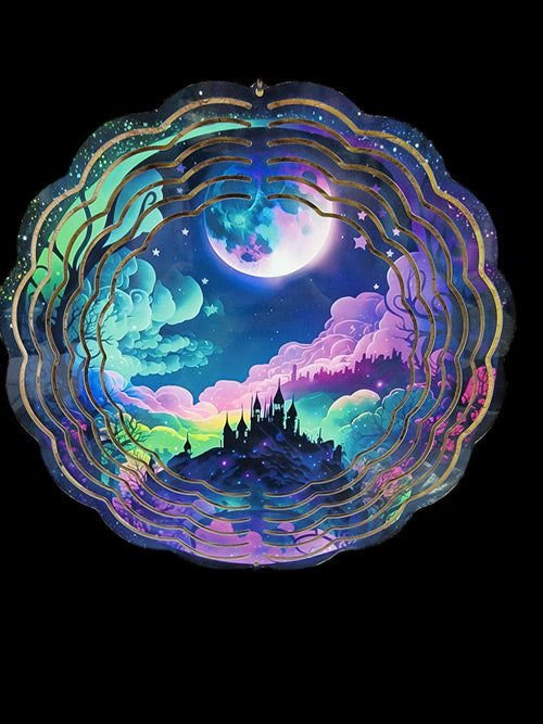 10" Castle Wind Spinner: Sublimation Print Aluminum Art