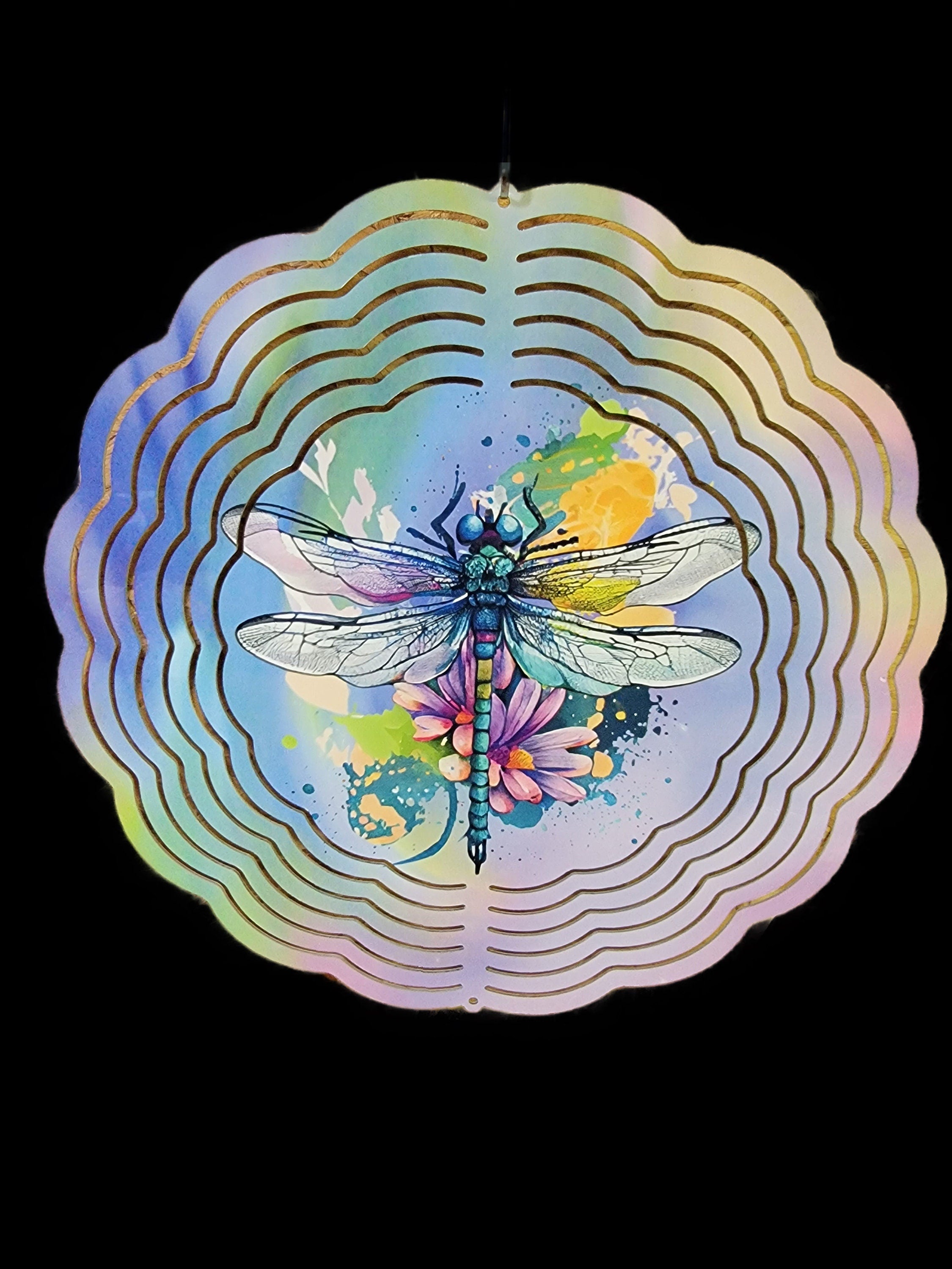 Bright Colored Dragonfly Wind Spinner - 10" Aluminum Decoration