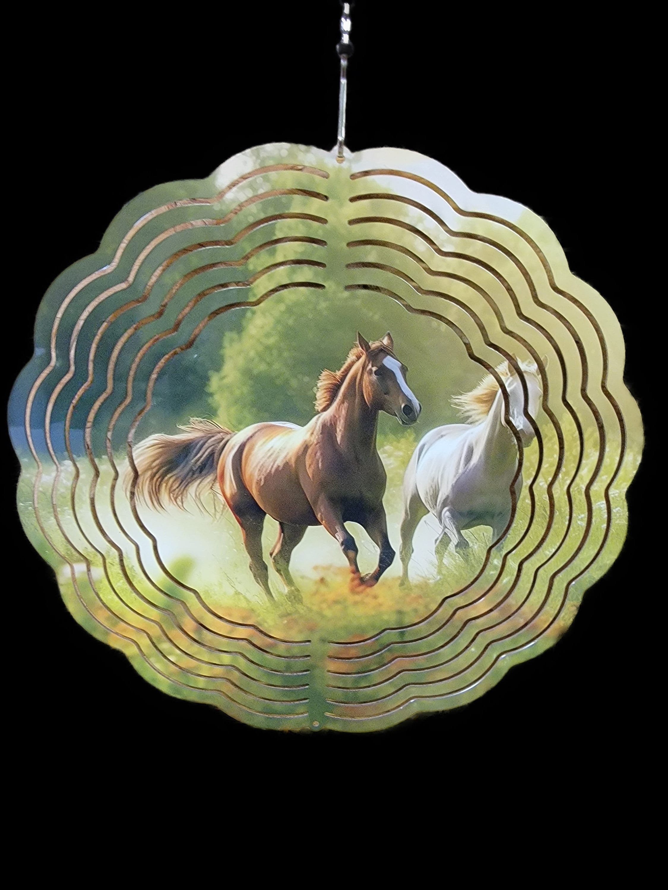 Running Horses Wind Spinner: Sublimation Print, 10" Aluminum