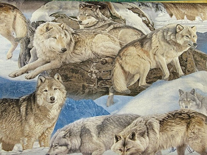 Wolf Scenic "Winter Gathering" -Northcott Fabrics