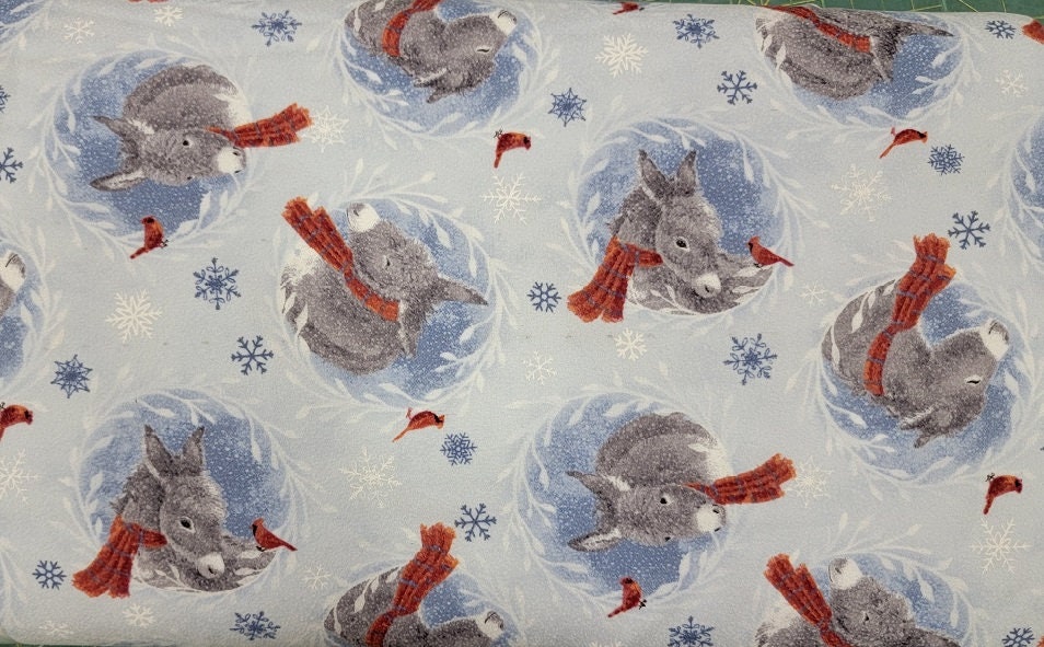 Donkey Toss "Little Donkey's Christmas" Flannel By the Yard Northcott Fabric