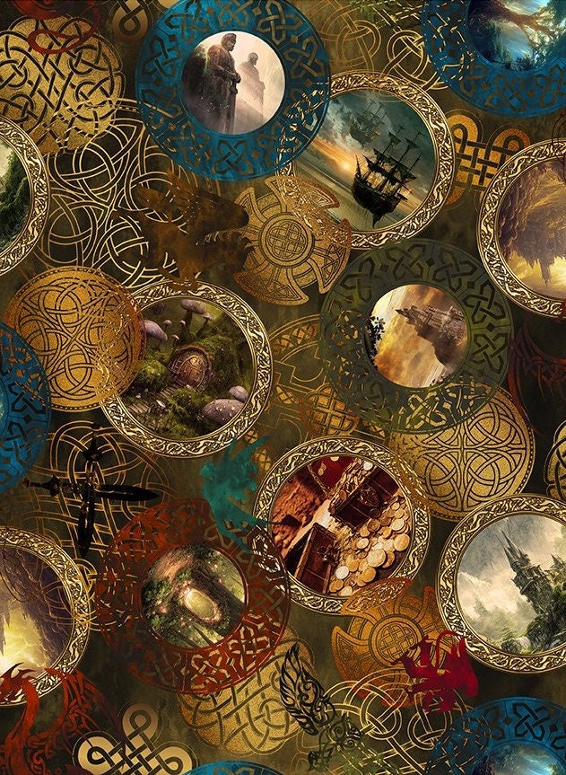 Legendary Journeys Quilt Collection Emblems Quilt Fabric by In The Beginning Fabrics