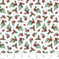 Farmstead Friends Holly White Background Quilt Fabric By Northcott Fabrics