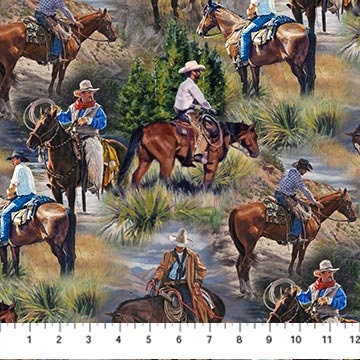 Hidden Valley Cowboys Quilt Fabric By Northcott Fabrics