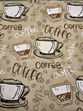 Coffee Cups and Words Quilt Fabric