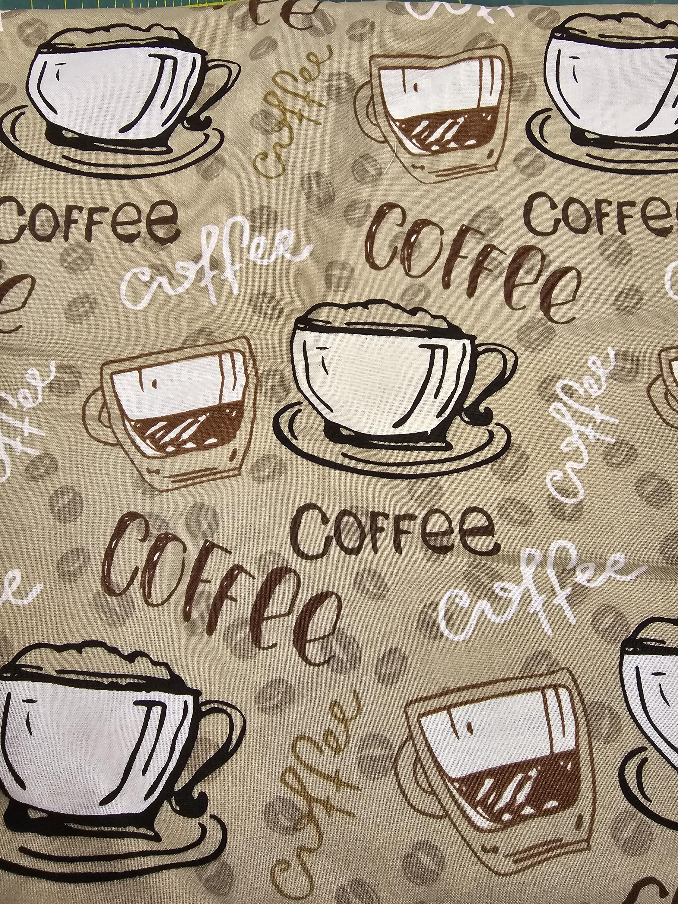 Coffee Cups and Words Quilt Fabric