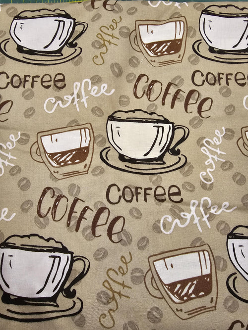 Coffee Cups and Words Quilt Fabric