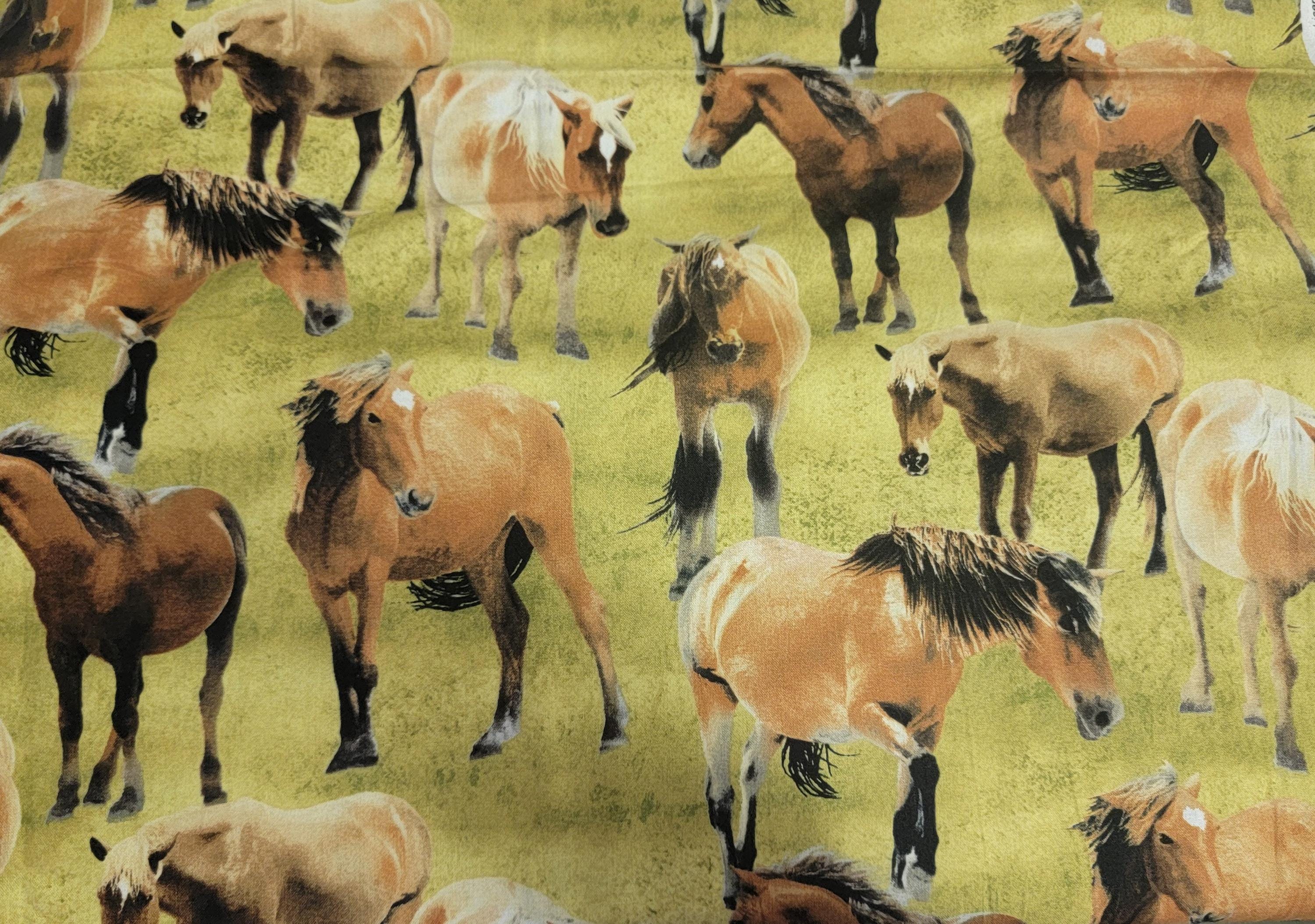 Greener Pastures Horses in Pasture Quilt Fabric By Wilmington Prints