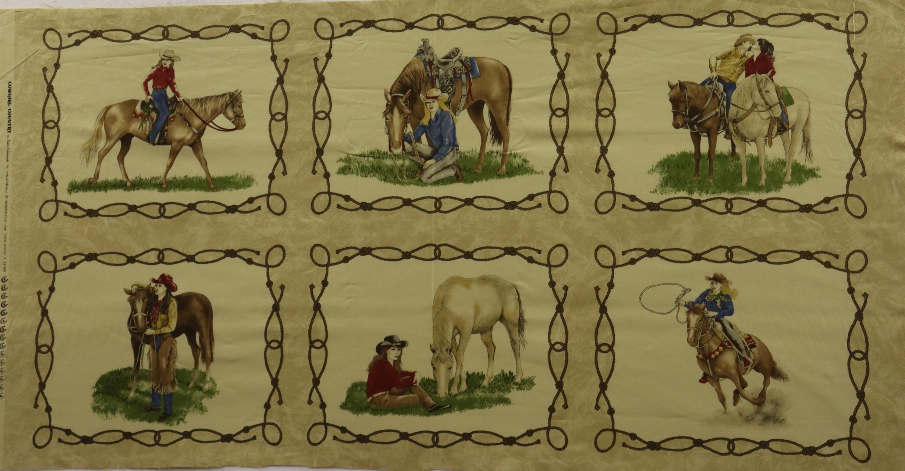 Cowgirl Country Tan Quilt Fabric Panel ~ Moda Fabrics