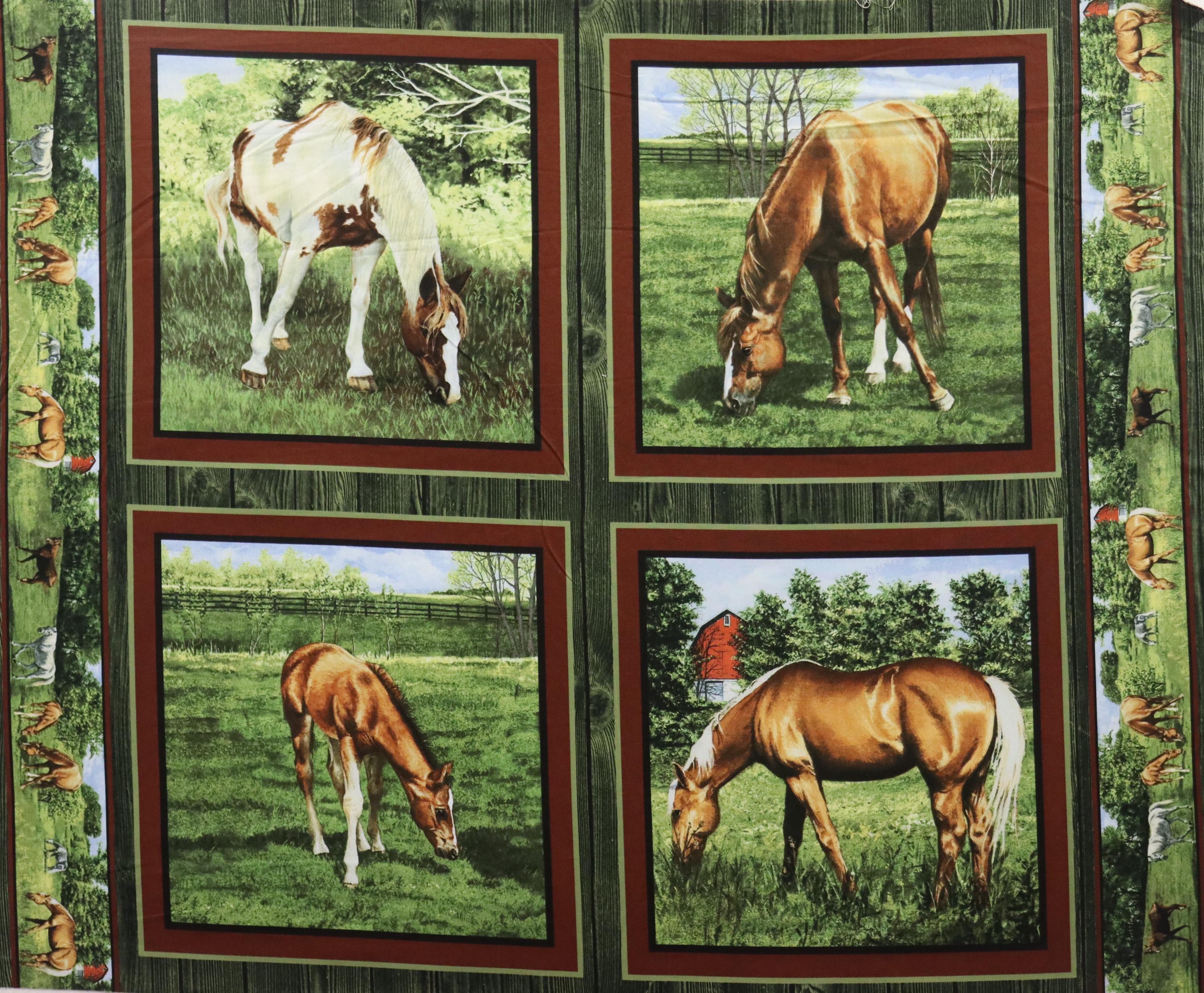 Valley Crest Horse Pillow Fabric Panel ~ Springs Creative