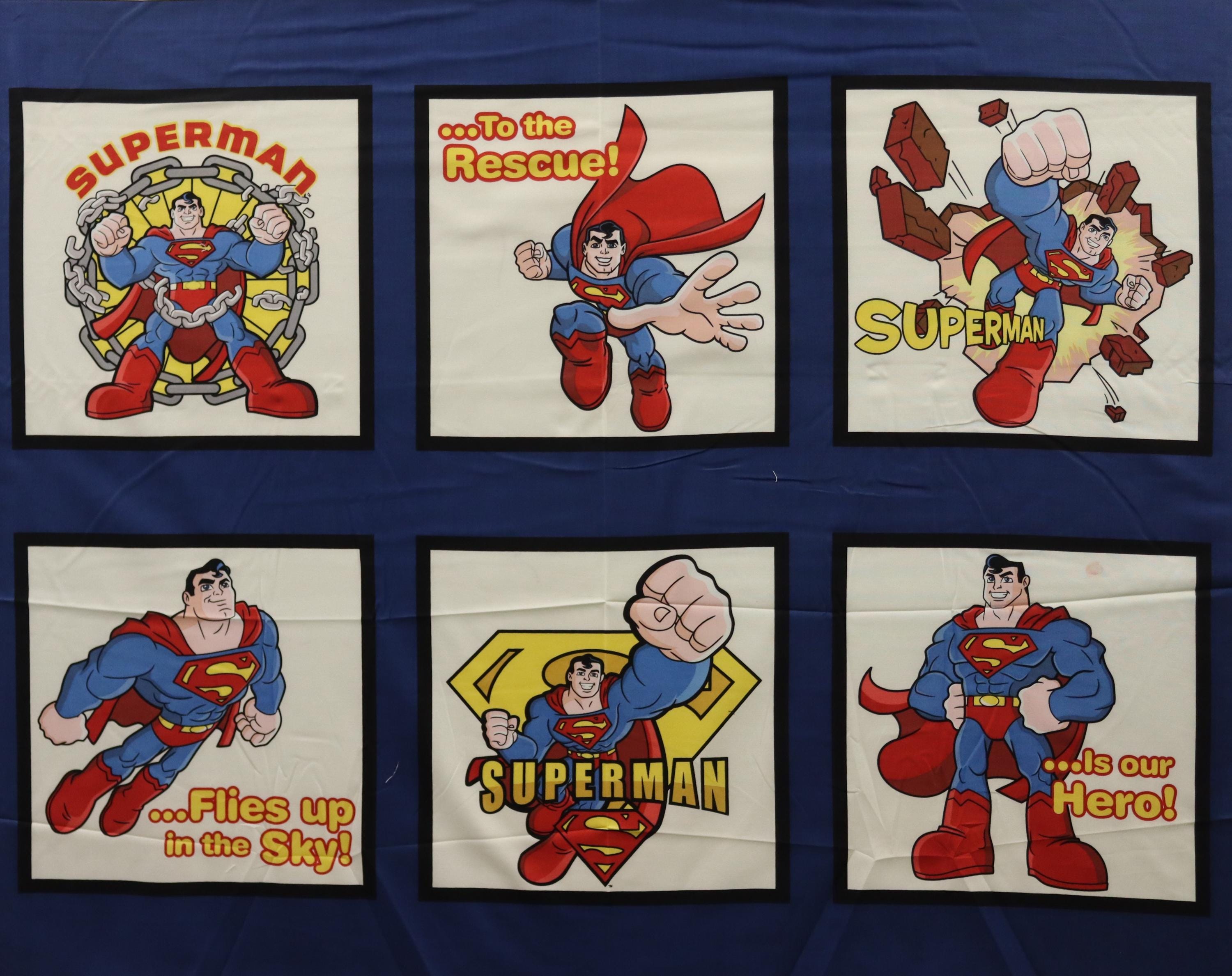 DC Super Friends Superman Quilt Fabric Panel ~ David Textiles