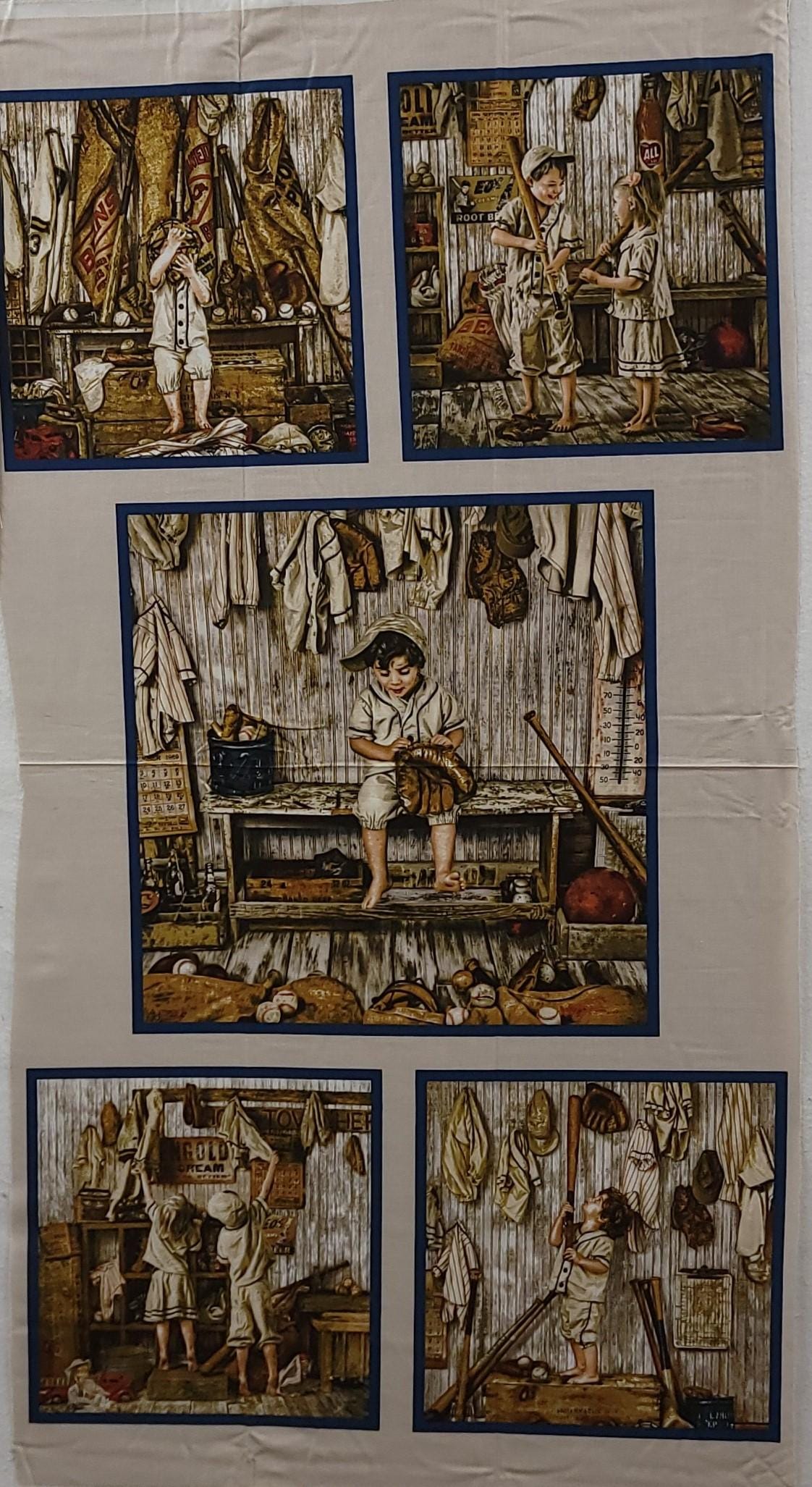 Play Ball Quilt Fabric Panel by Elizabeth Studios