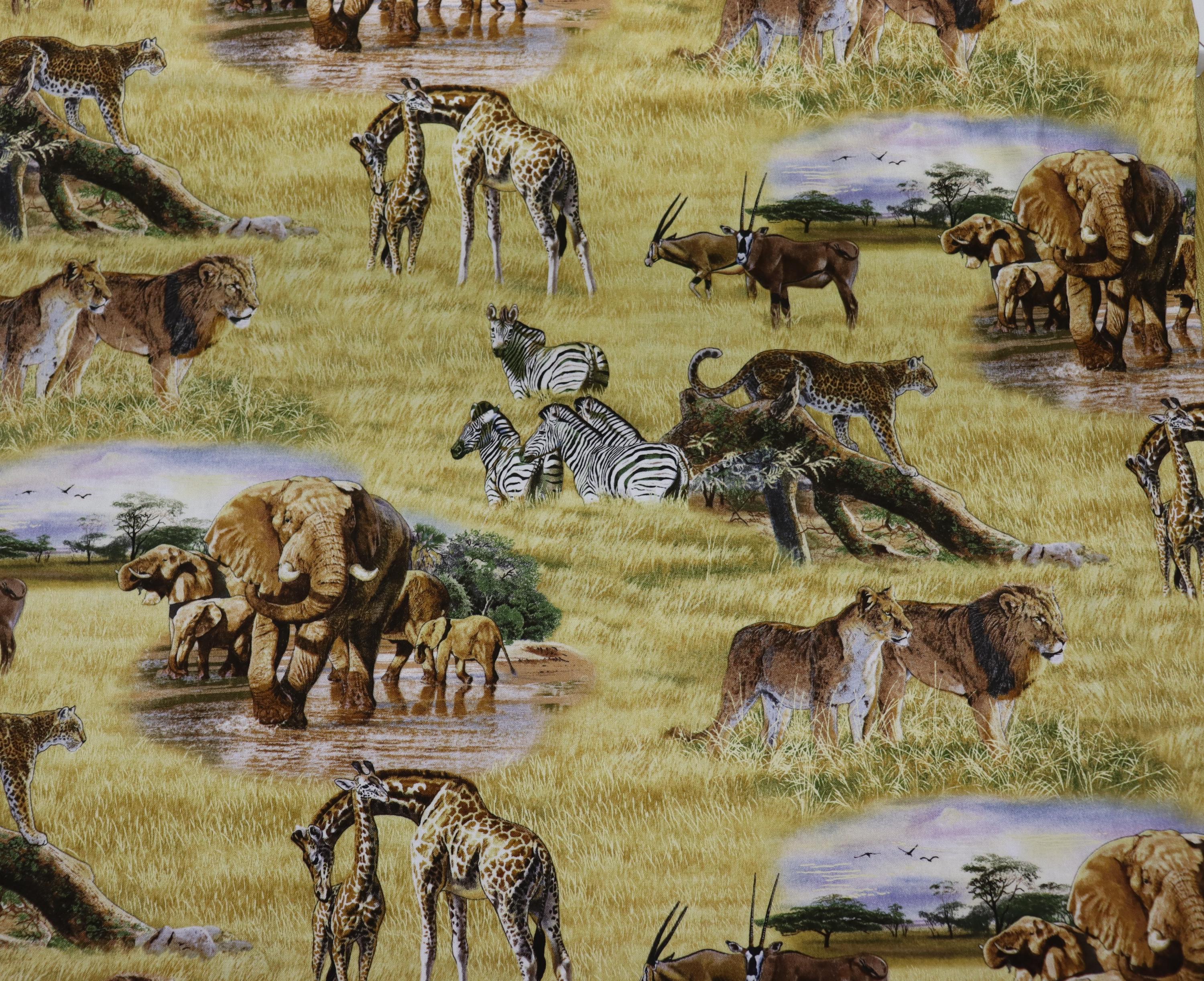 African Animals Quilt Fabric by Elizabeth Studios