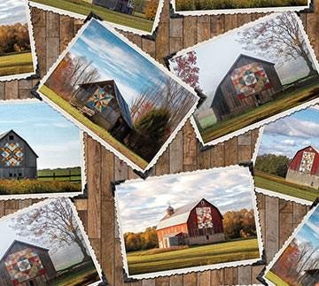 Barn Quilts Barn Postcards Quilt Fabric by Northcott Fabrics
