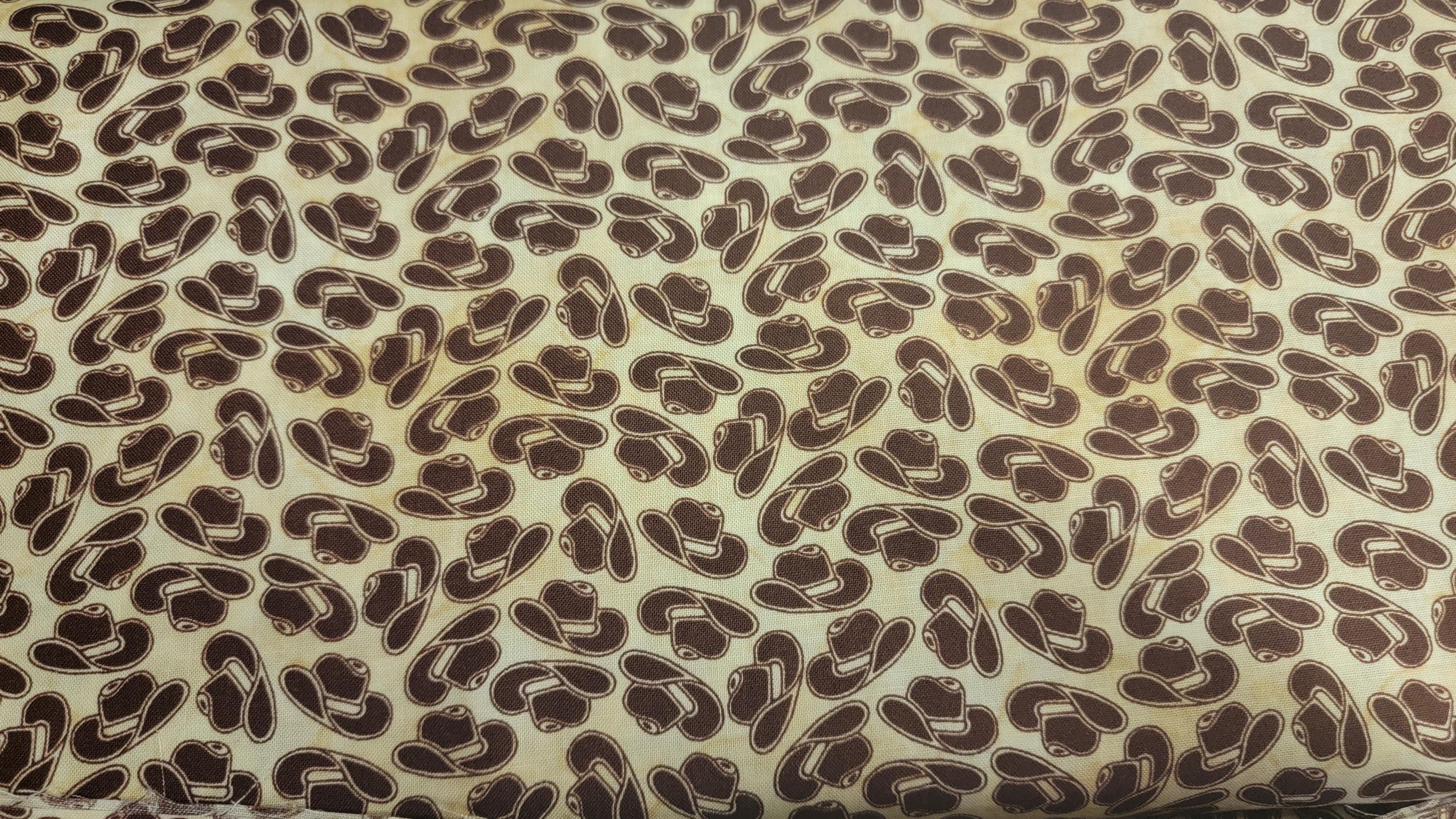 Western Essential Cowboy Hats Cream Background Quilt Fabric by Blank Quilting