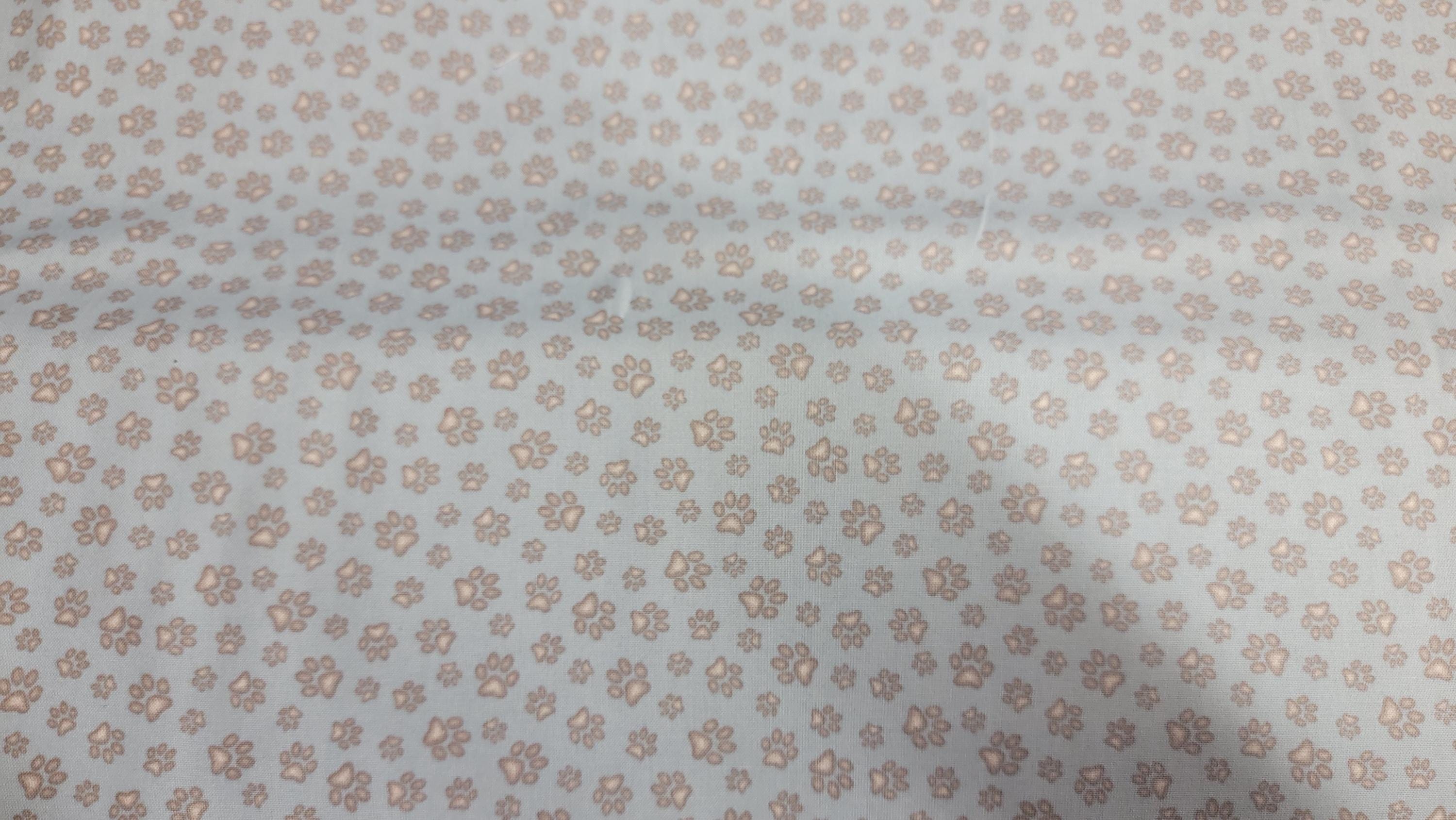 Curious Cats Paw Prints Blue Background Quilt Fabric by Elizabeth Studios