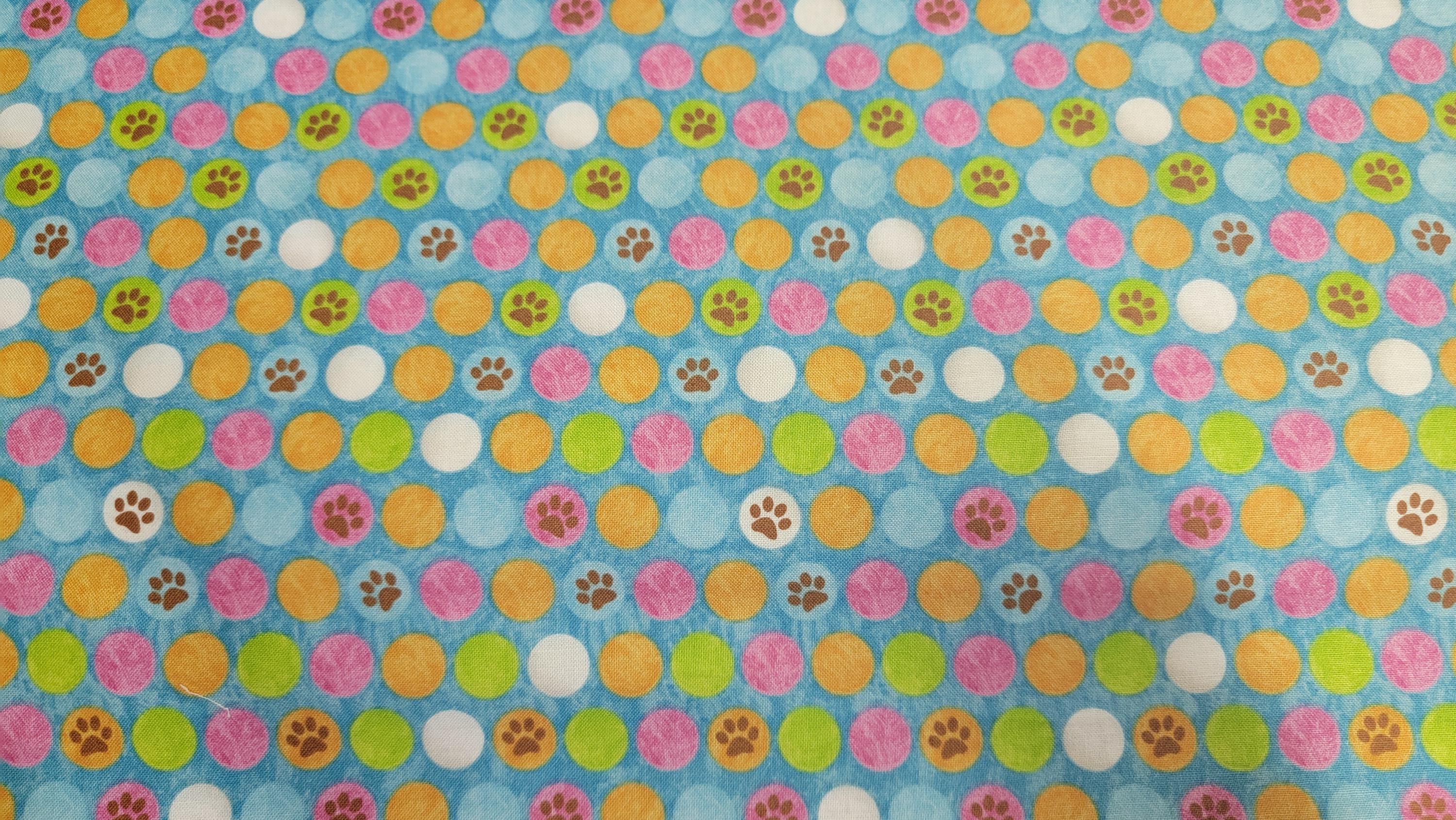 Cozy Kitties Paw Prints Blue Background Quilt Fabric QT Fabrics