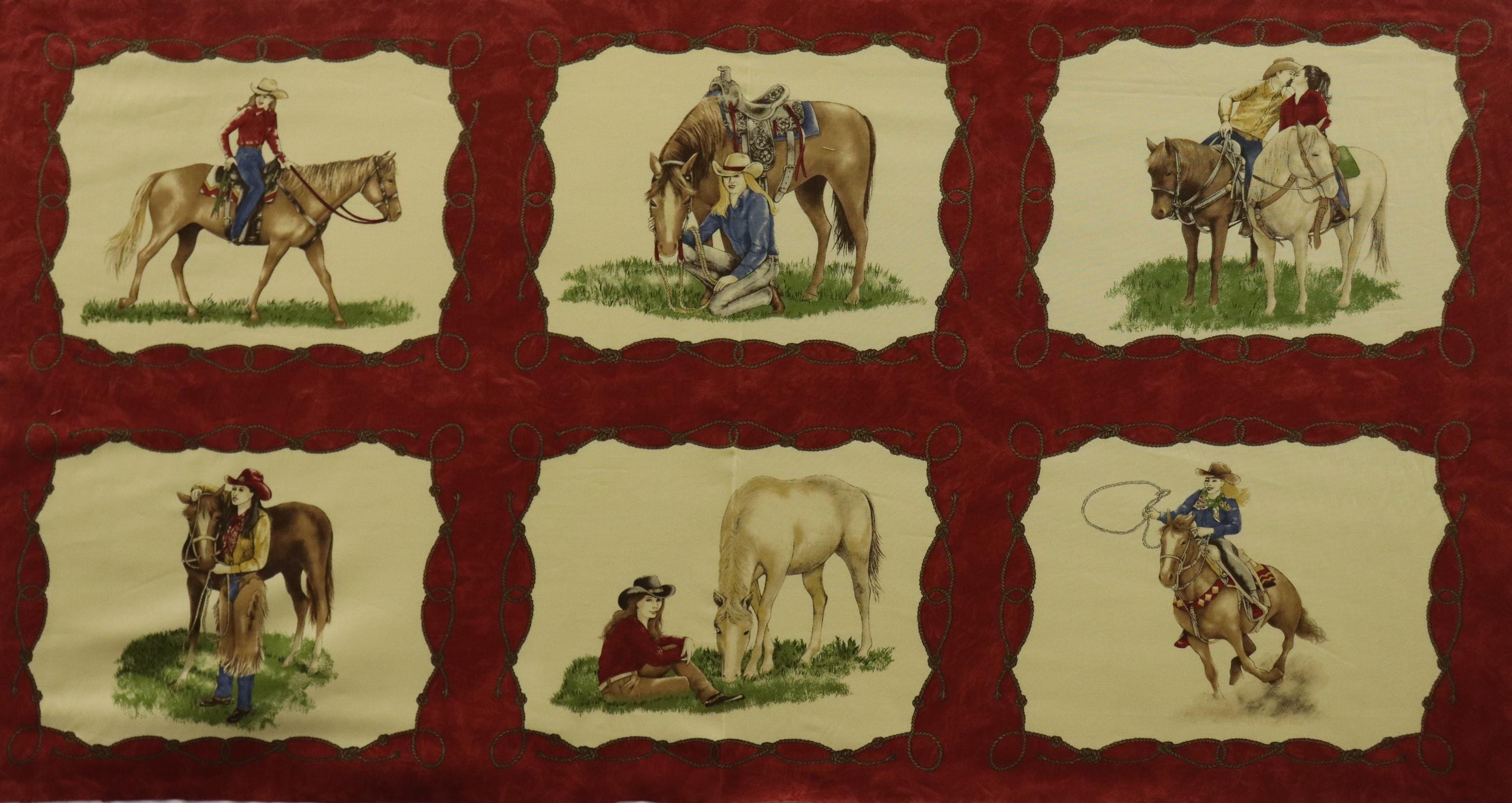 Cowgirl Country Red Quilt Fabric Panel ~ Moda Fabrics