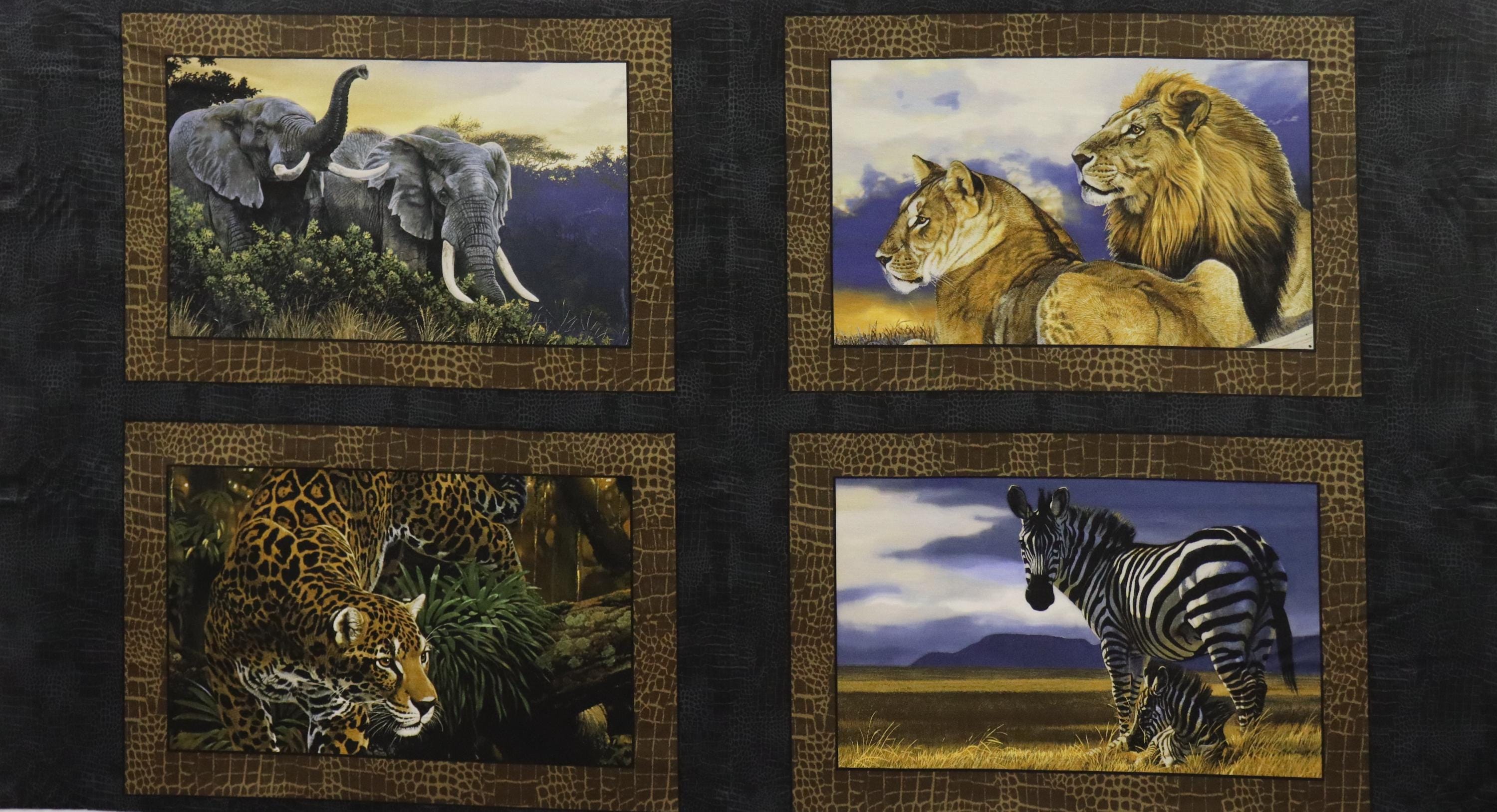 Go Wild Wild Animals Quilt Fabric Panel ~ Windham Fabrics