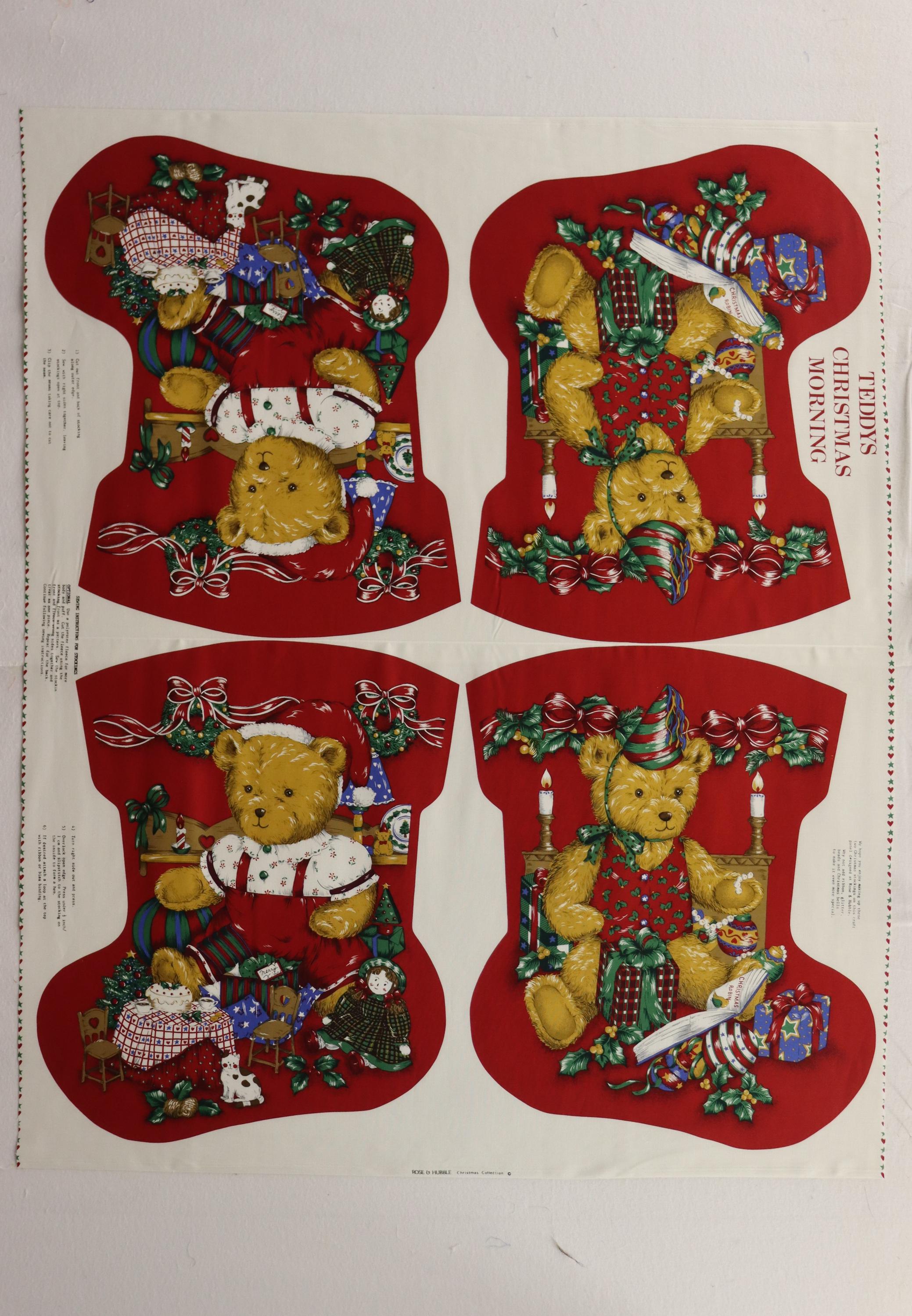 2 Big Red Teddy Bear Stockings ~ Rose & Hubble