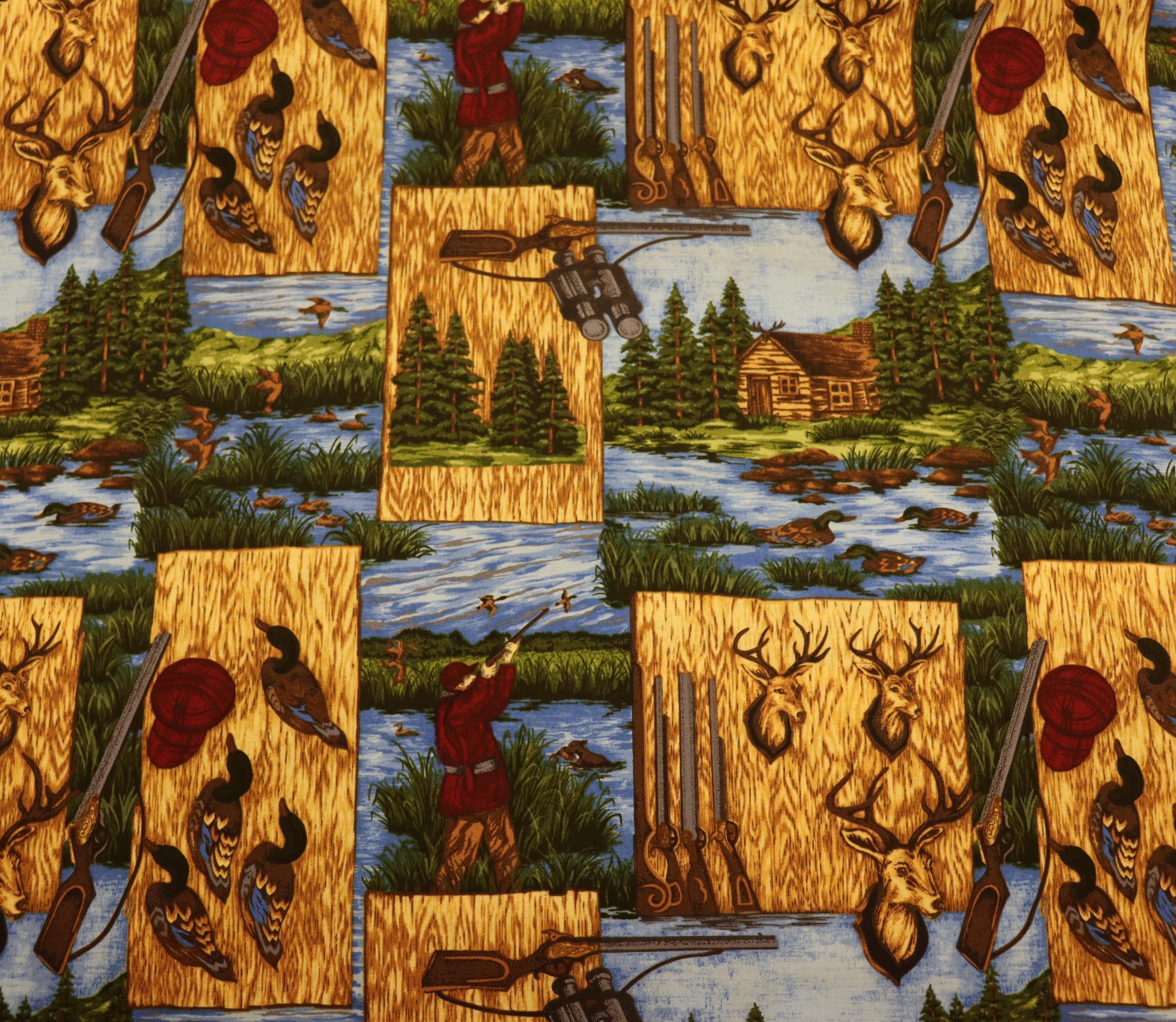 Nostalgic Hunt Duck hunting Pictures Quilt Fabric By Troy Riverwood