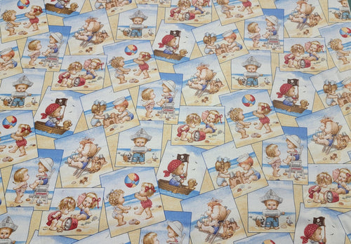 Beach Kids Quilt Fabric by Elizabeth Studios