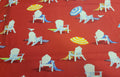 Ocean View Beach Chairs Red Background Quilt Fabric by Moda Fabrics