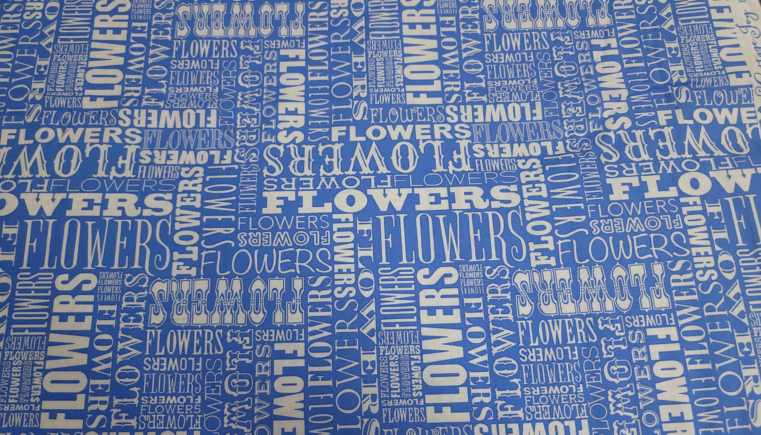 Cottage Joy Blue Background Flower Words Quilt Fabric By Windham Fabric