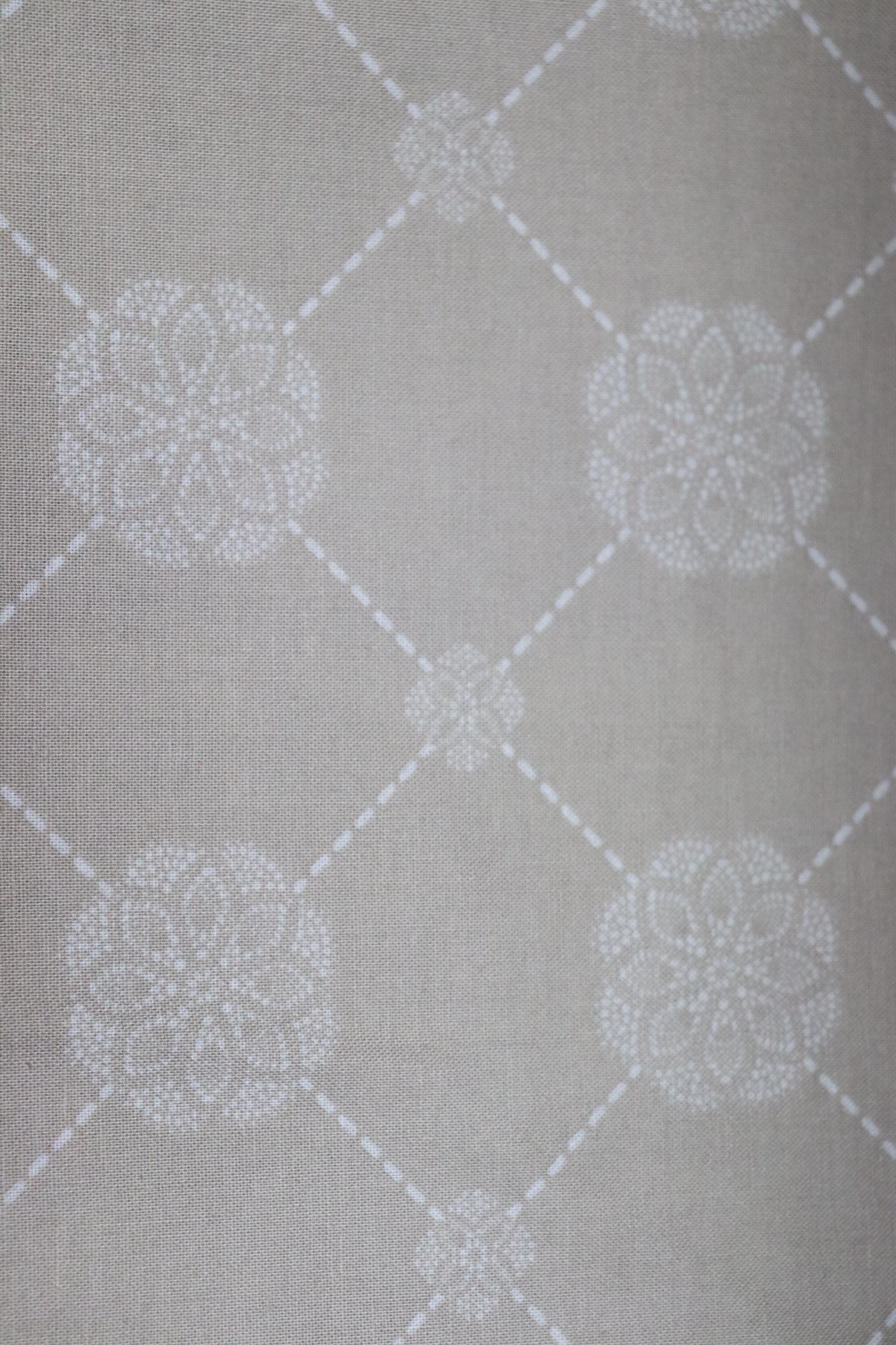 Tan with White Flower and Diamond Pattern Quilt Fabric