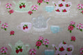 Tan with Teacups, Tea Pots and Flowers Quilt Fabric
