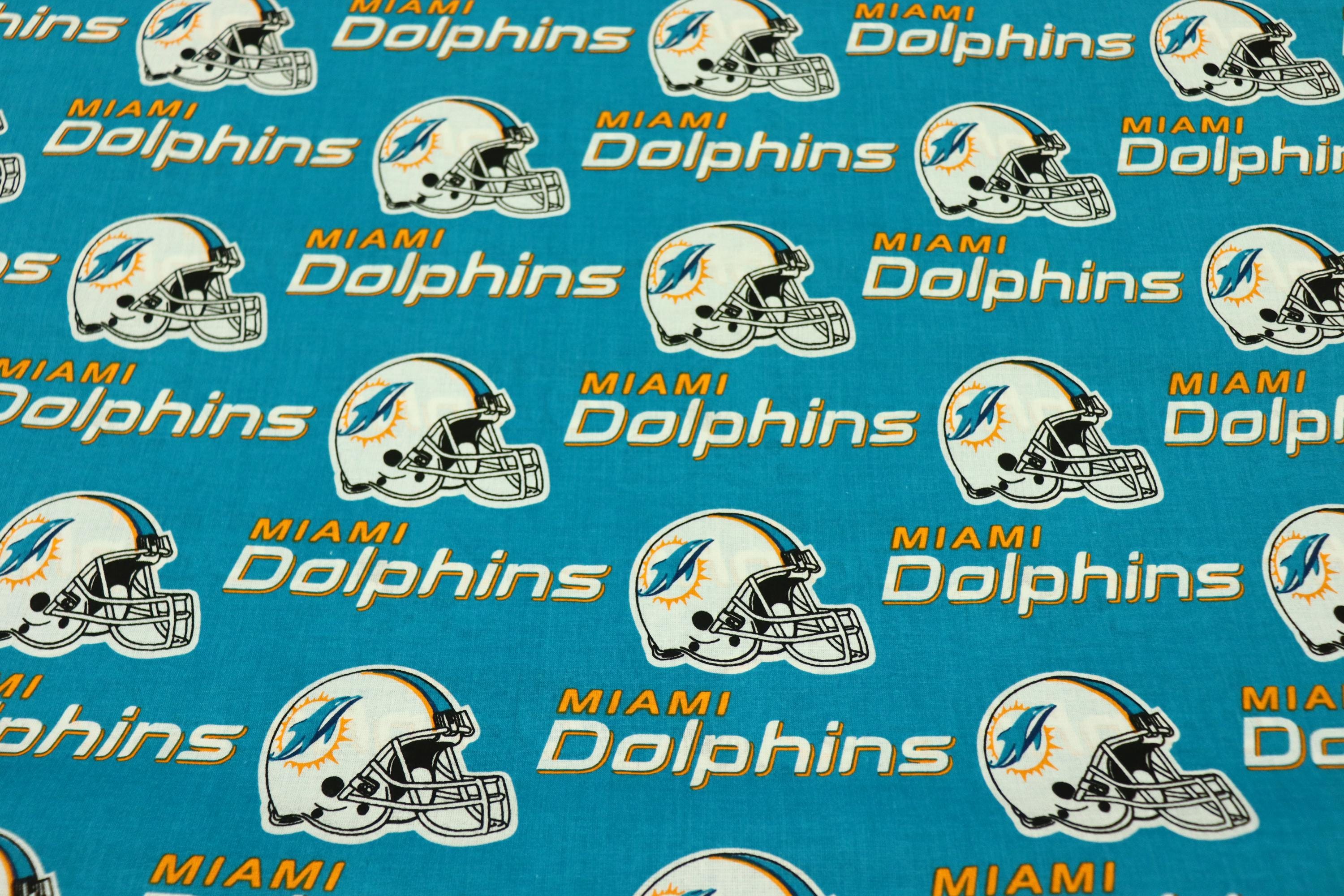 NFL Miami Dolphins Light Teal Background 59" Wide Quilt Fabric