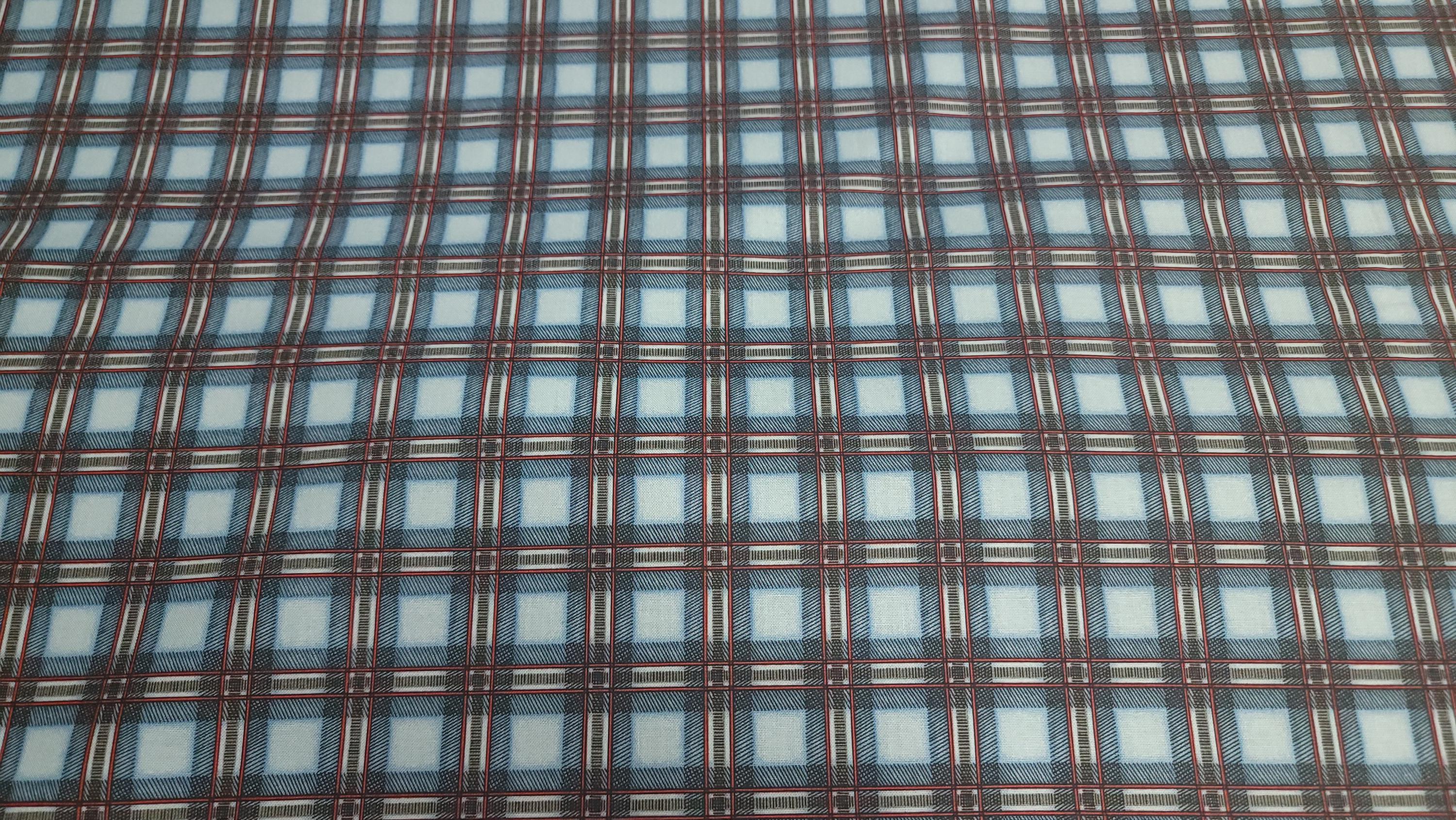 Cozy Cabins Blue Plaid Quilt Fabric By Maywood Studios