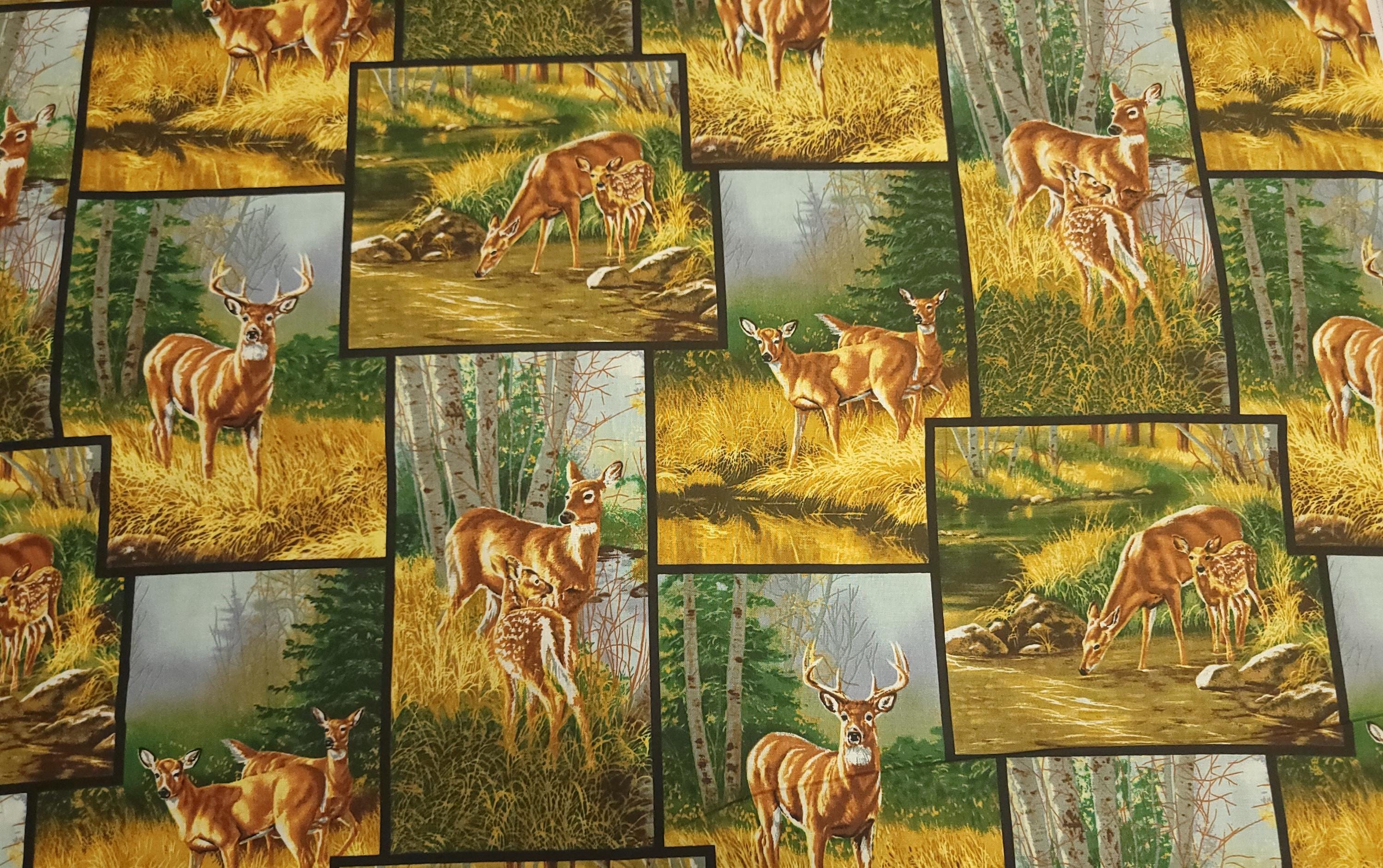 Whitetail Deer Patch Quilt Fabric By Wild Wings LLC
