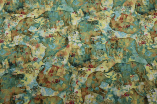 Bohemian Dreams Green with Elephants Quilt Fabric By Wilmington Prints