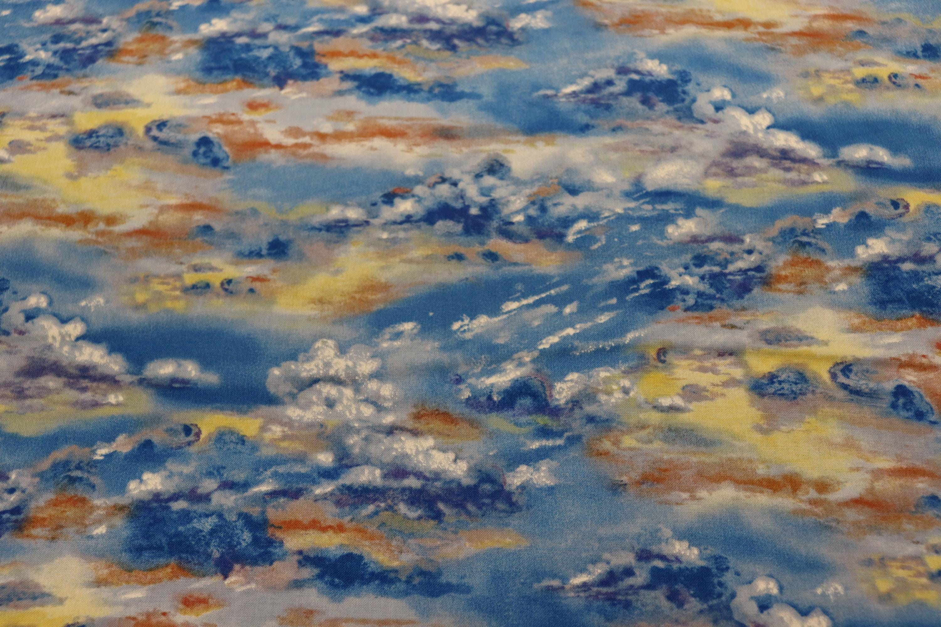 Landscape Medley Multi Color Clouds Quilt Fabric By Elizabeth Studios