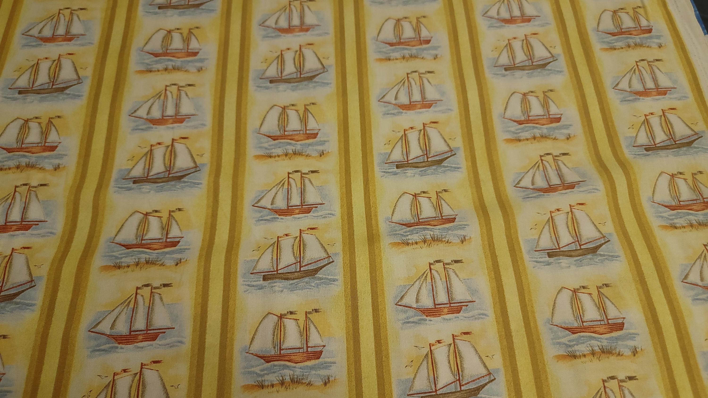 Misty Harbor Sailing Ships Yellow Quilt Fabric By Blank Quilting