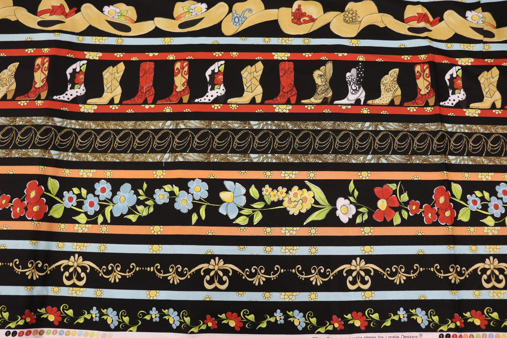Whoa Girl Borders Black Background Quilt Fabric By Loralie Designs