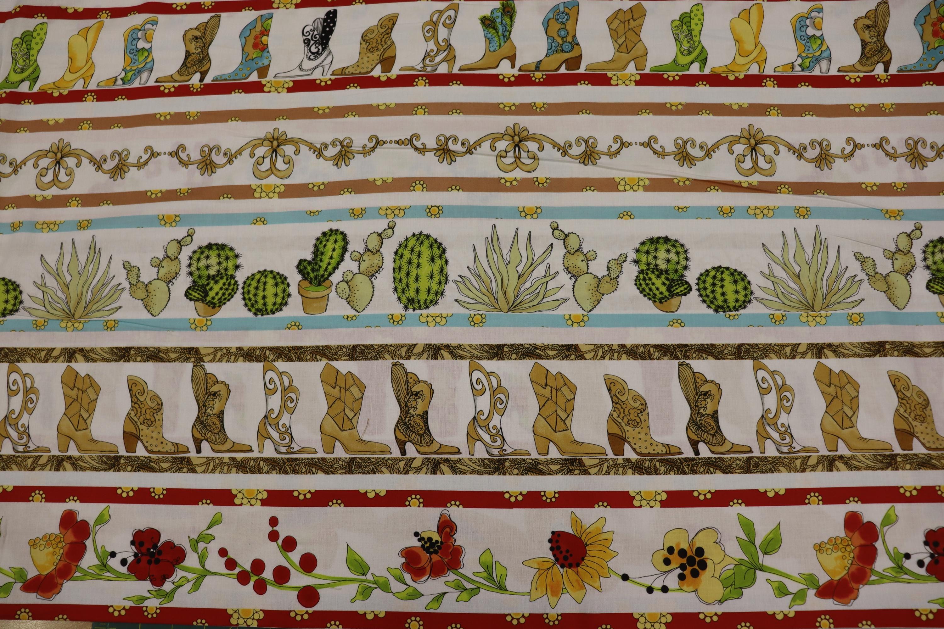 Whoa Girl Borders White Background Quilt Fabric By Loralie Designs