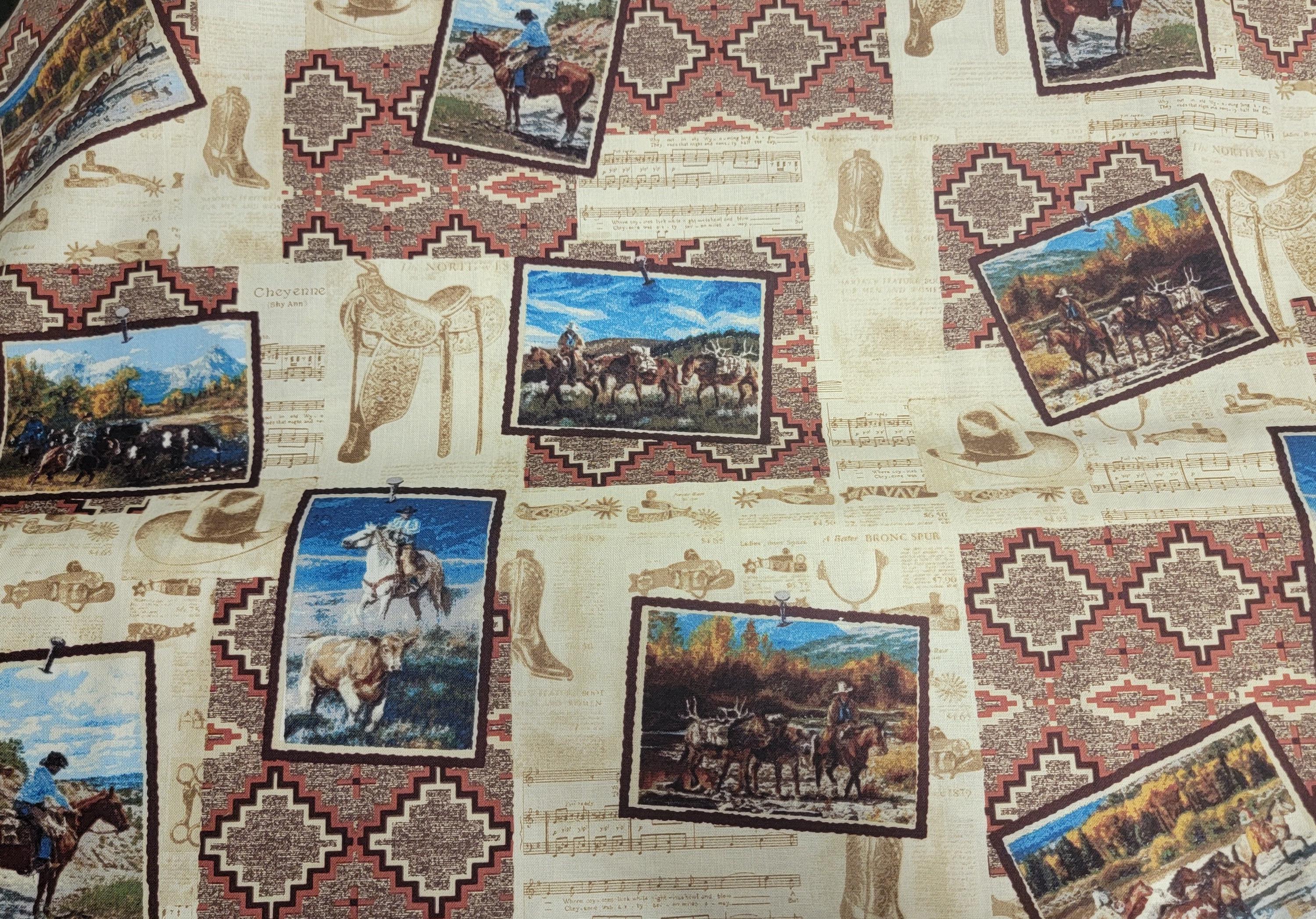 Mountain Pass Pictures with Aztec Print Quilt Fabric By Windham Fabrics